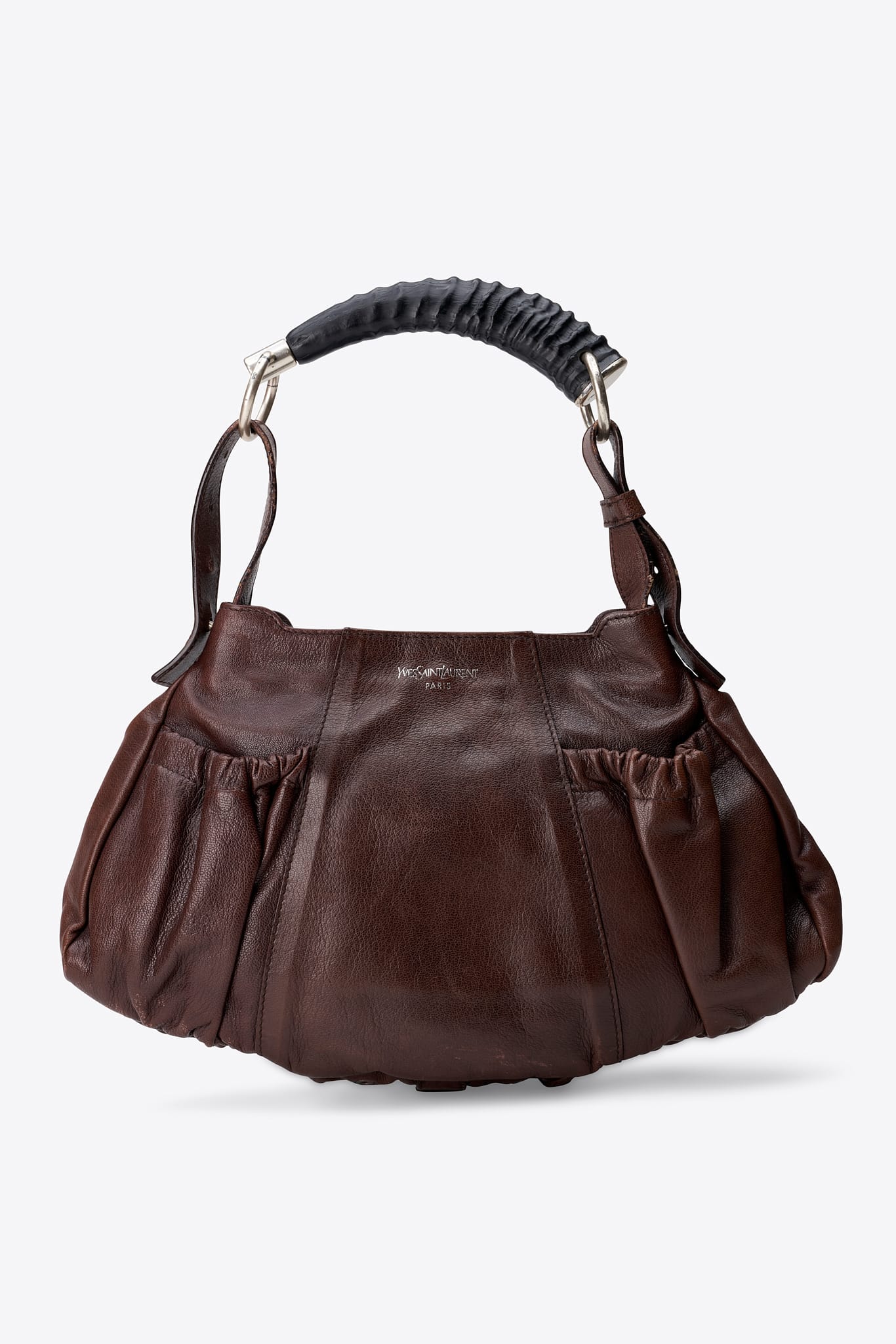 Vintage YSL Brown Leather Mombasa Small Shoulder Bag
