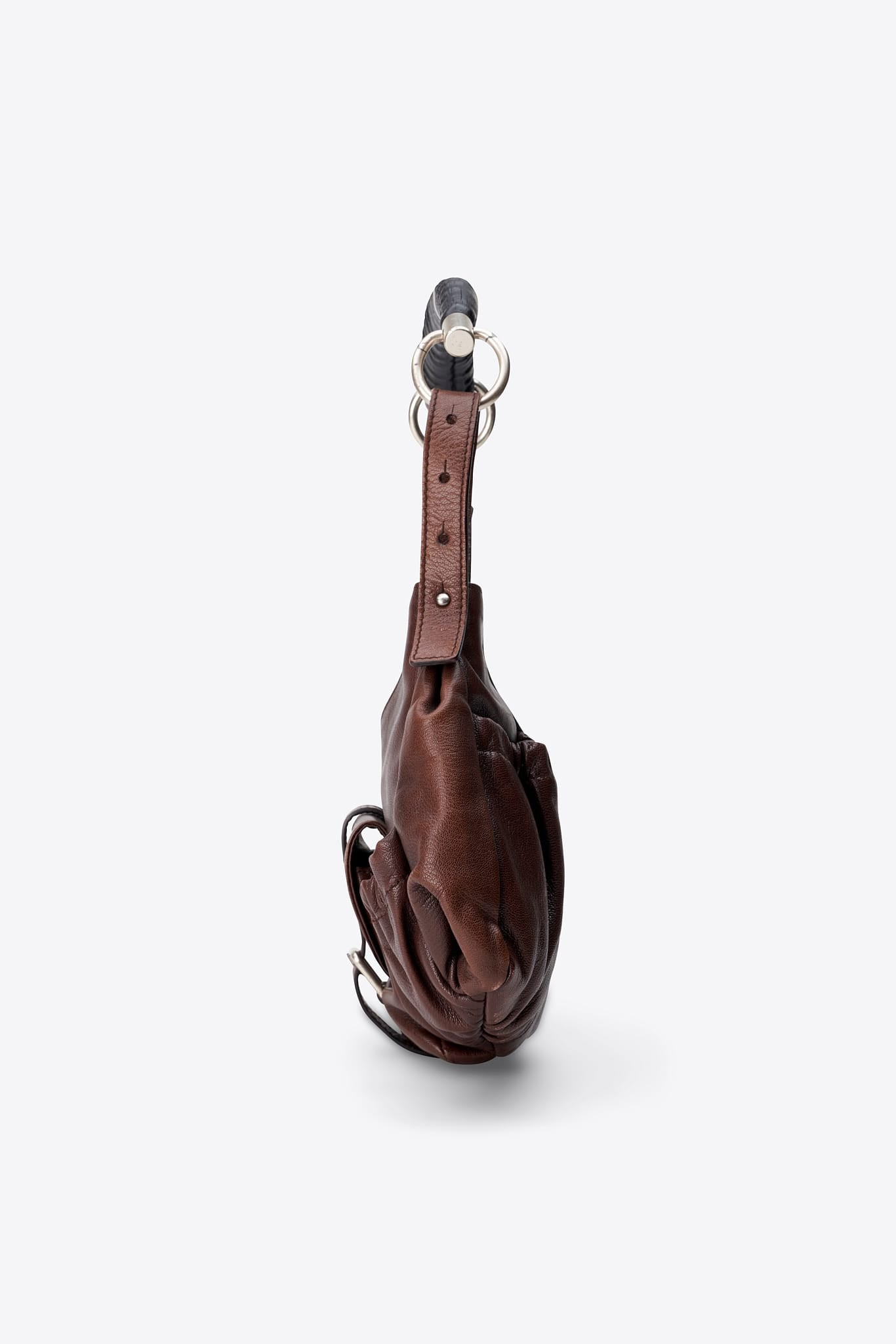 Vintage YSL Brown Leather Mombasa Small Shoulder Bag