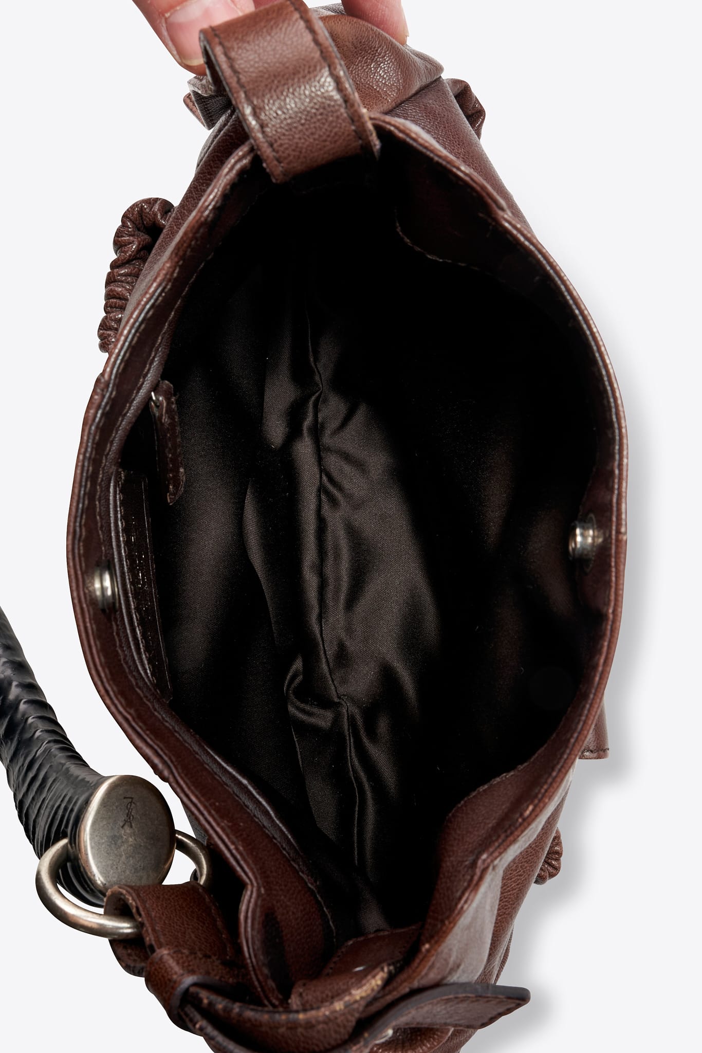 Vintage YSL Brown Leather Mombasa Small Shoulder Bag