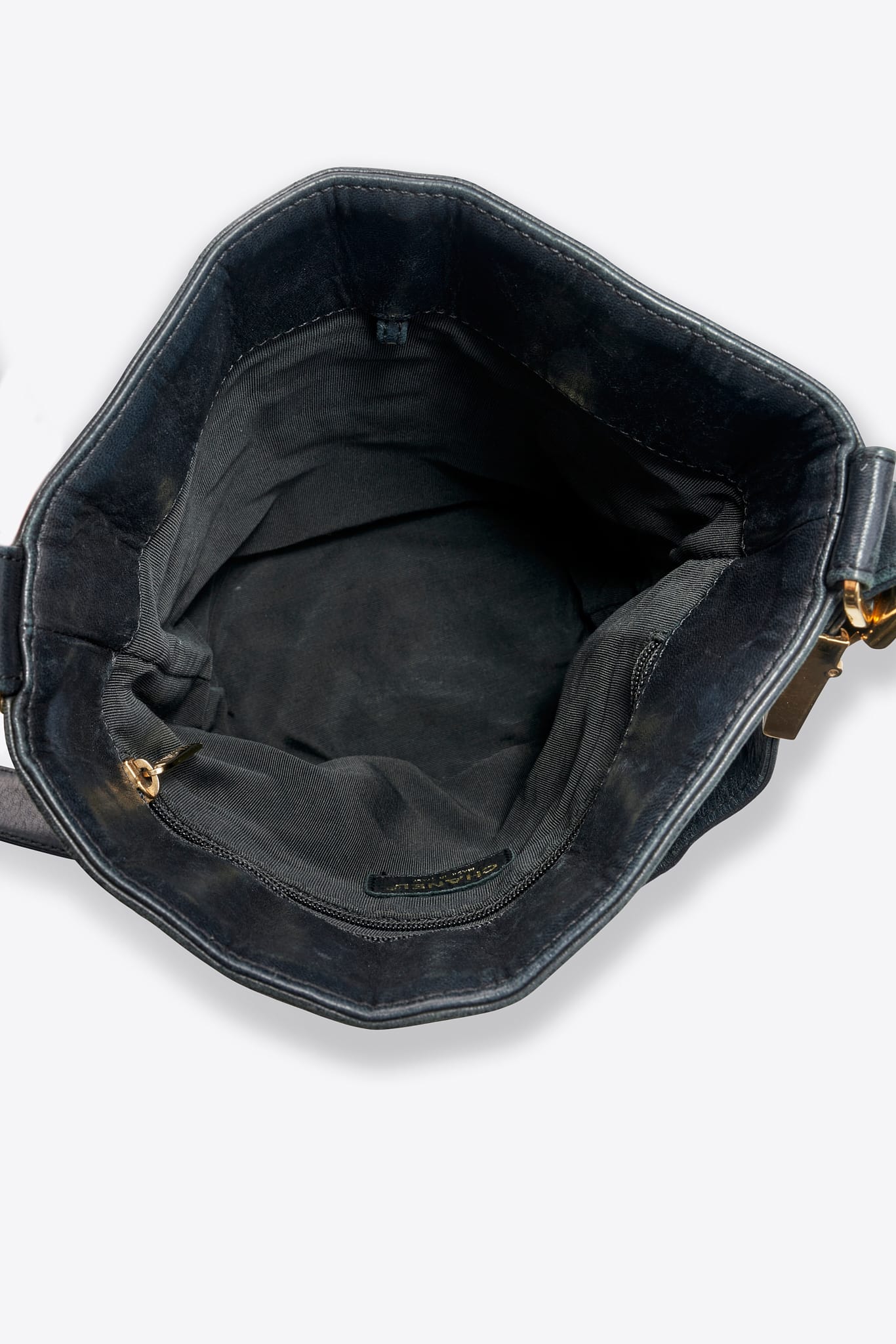 Vintage Chanel Black Lambskin Bucket Bag with CC Logo