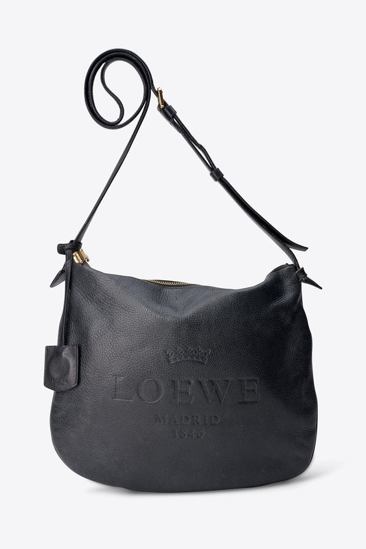 Vintage Loewe Black Leather Crossbody Bag