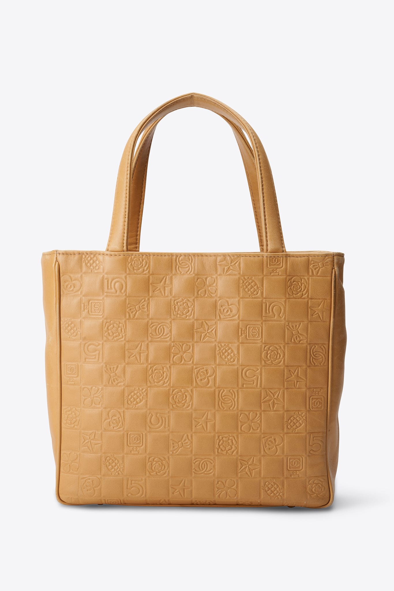 Vintage Chanel Embossed Leather Tote Bag in Butter Yellow