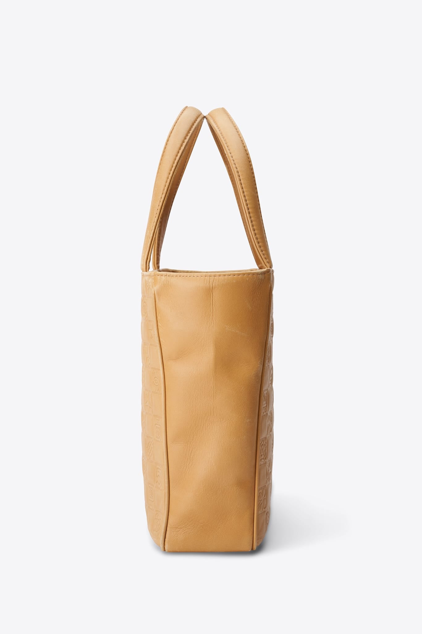 Vintage Chanel Embossed Leather Tote Bag in Butter Yellow