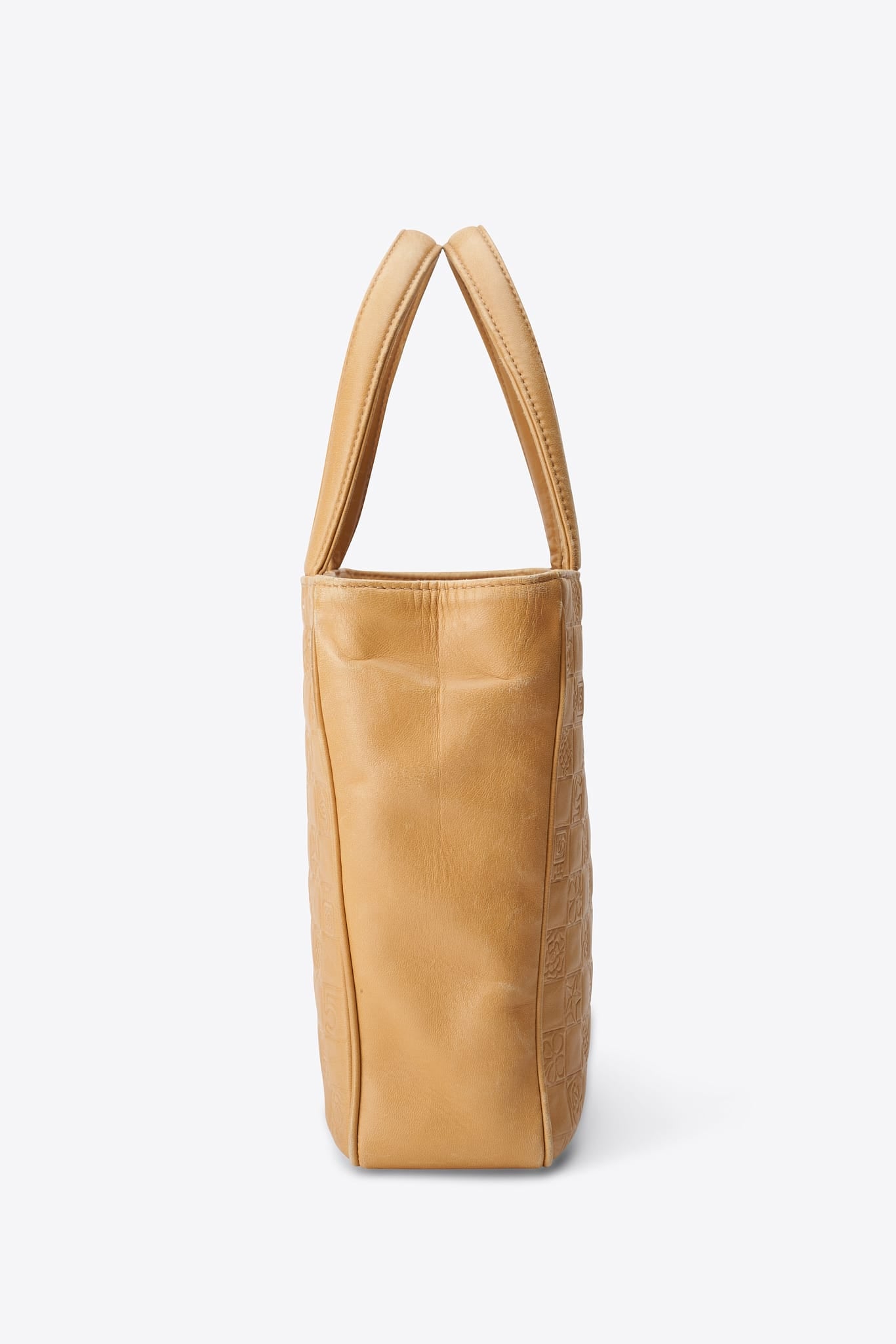 Vintage Chanel Embossed Leather Tote Bag in Butter Yellow