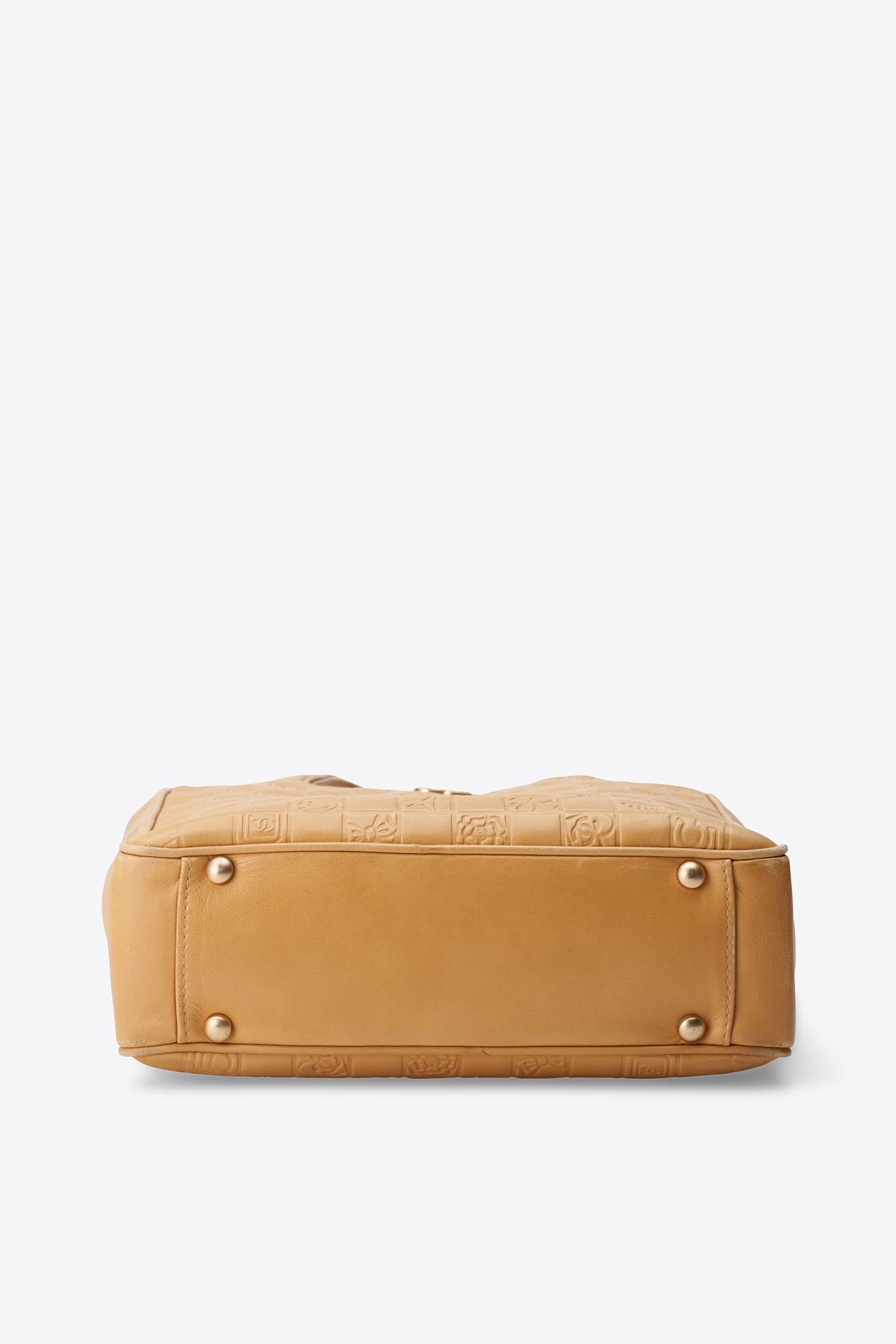 Vintage Chanel Embossed Leather Tote Bag in Butter Yellow