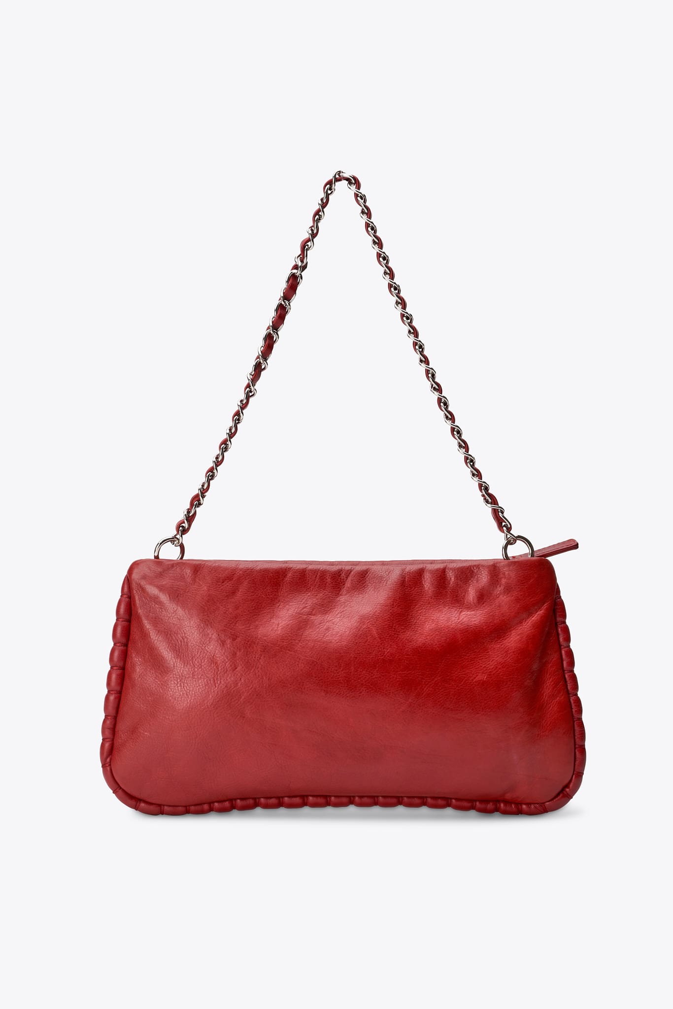 Vintage Chanel Red Leather Chain Shoulder Bag
