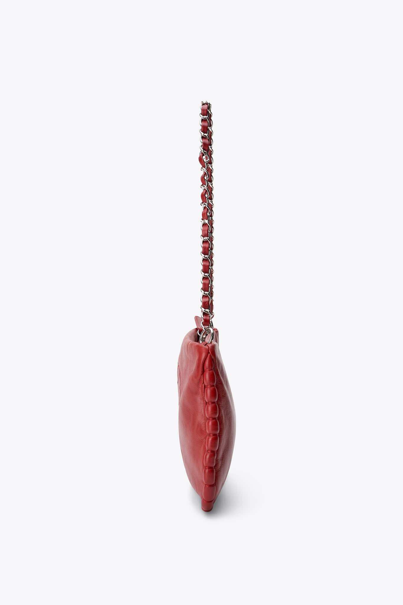 Vintage Chanel Red Leather Chain Shoulder Bag