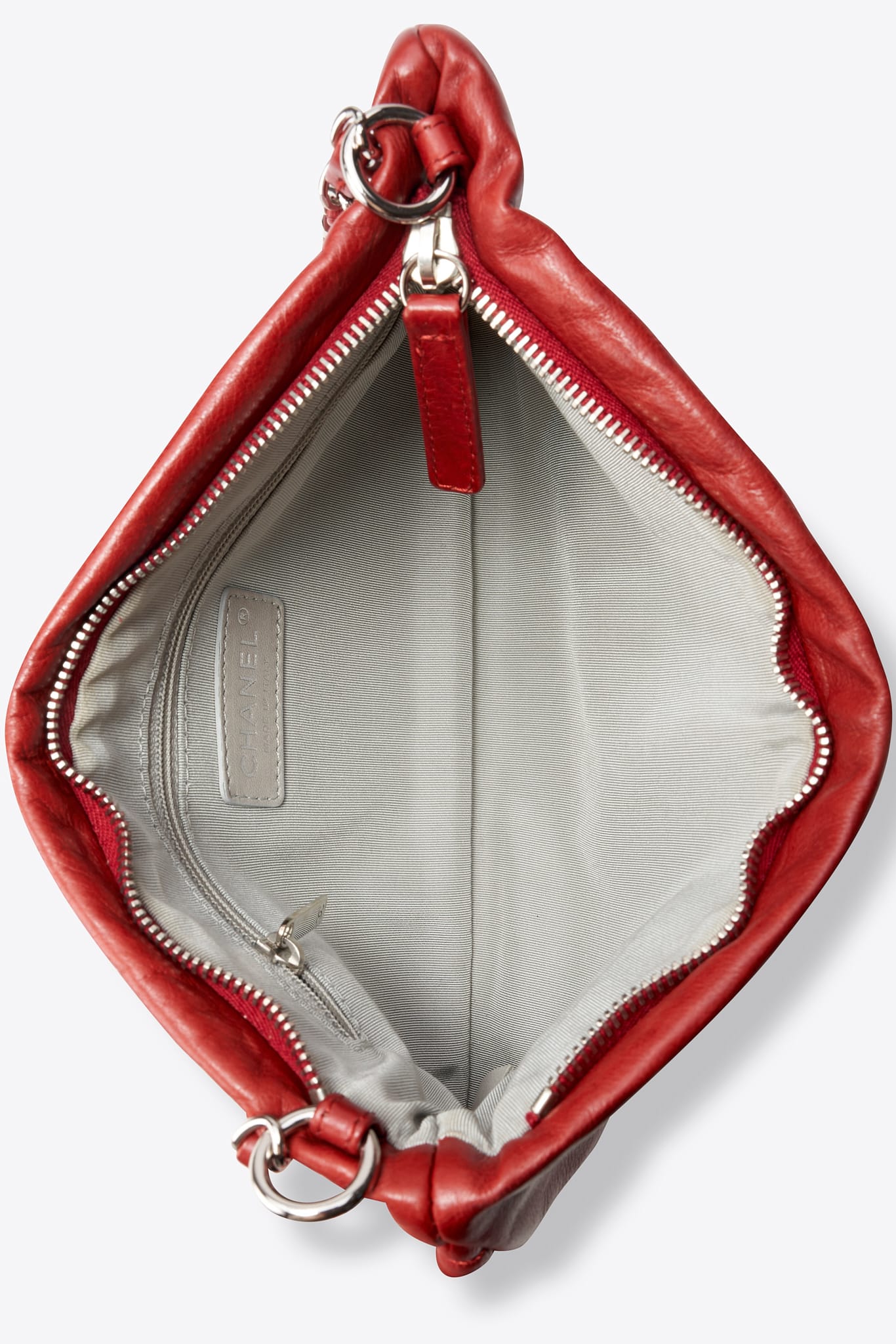Vintage Chanel Red Leather Chain Shoulder Bag
