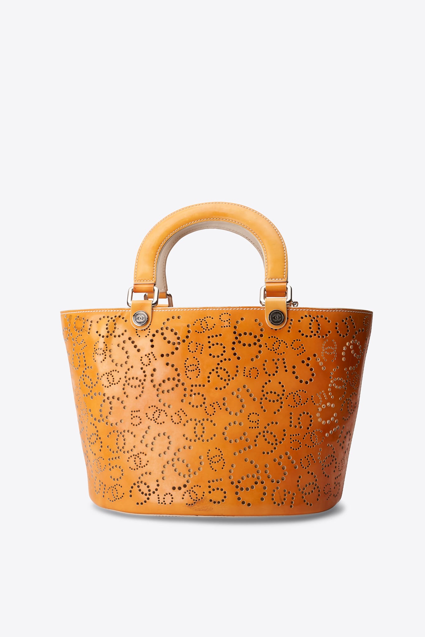 Vintage Chanel Perforated CC Patent Leather Tote Bag – The Hosta