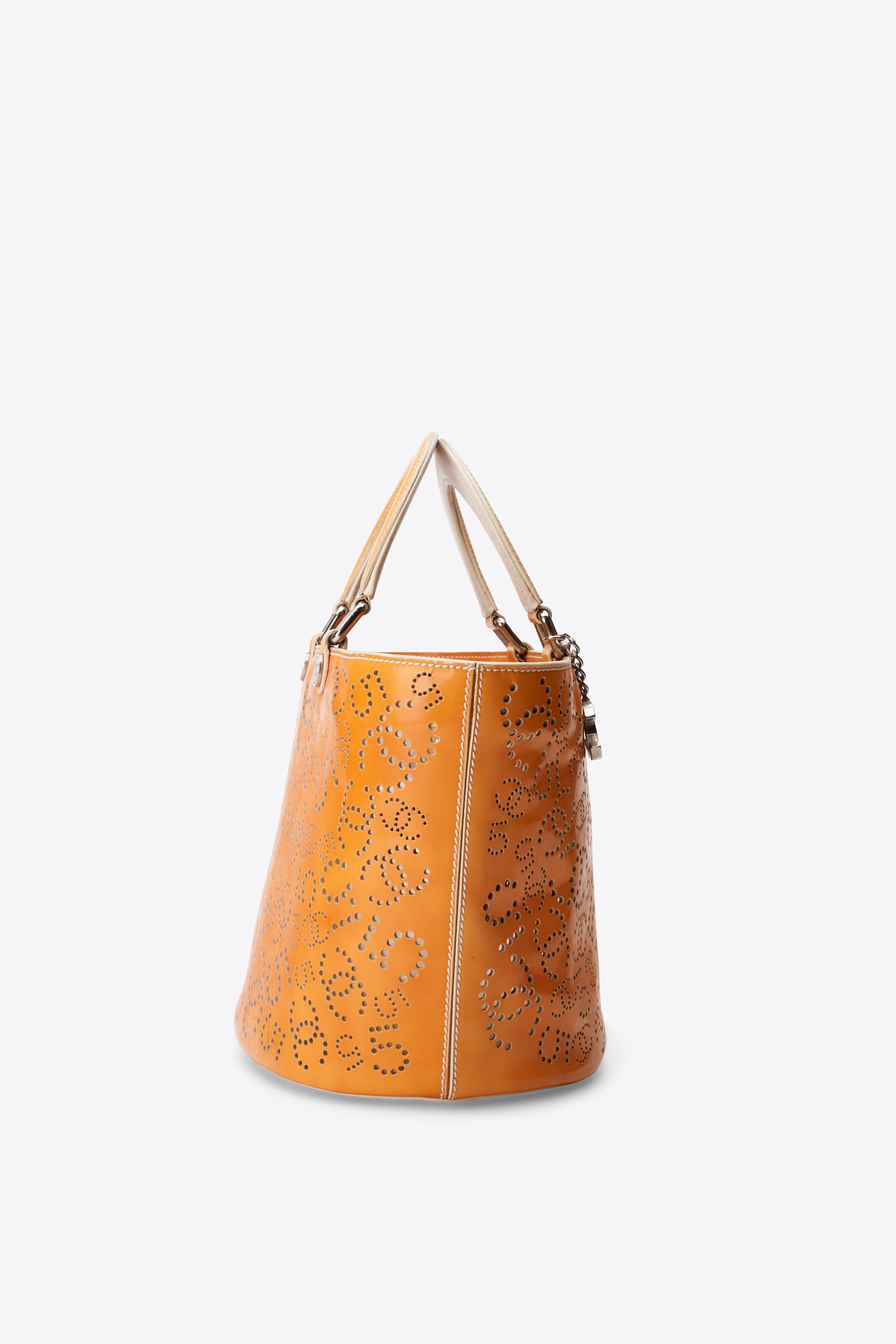 Vintage Chanel Perforated CC Patent Leather Tote Bag
