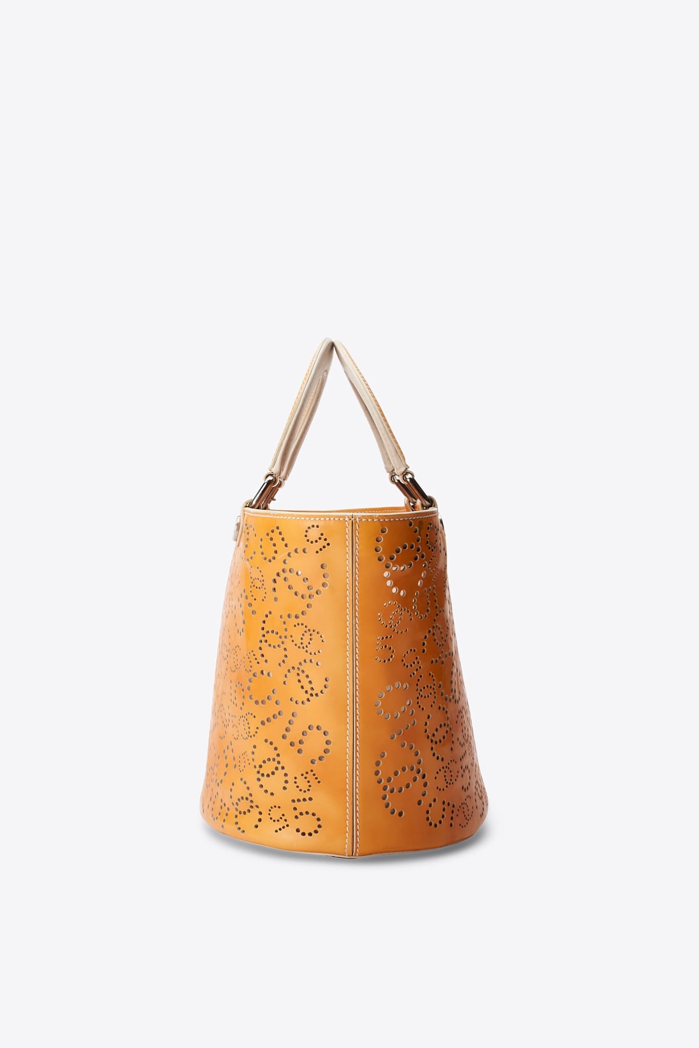 Vintage Chanel Perforated CC Patent Leather Tote Bag
