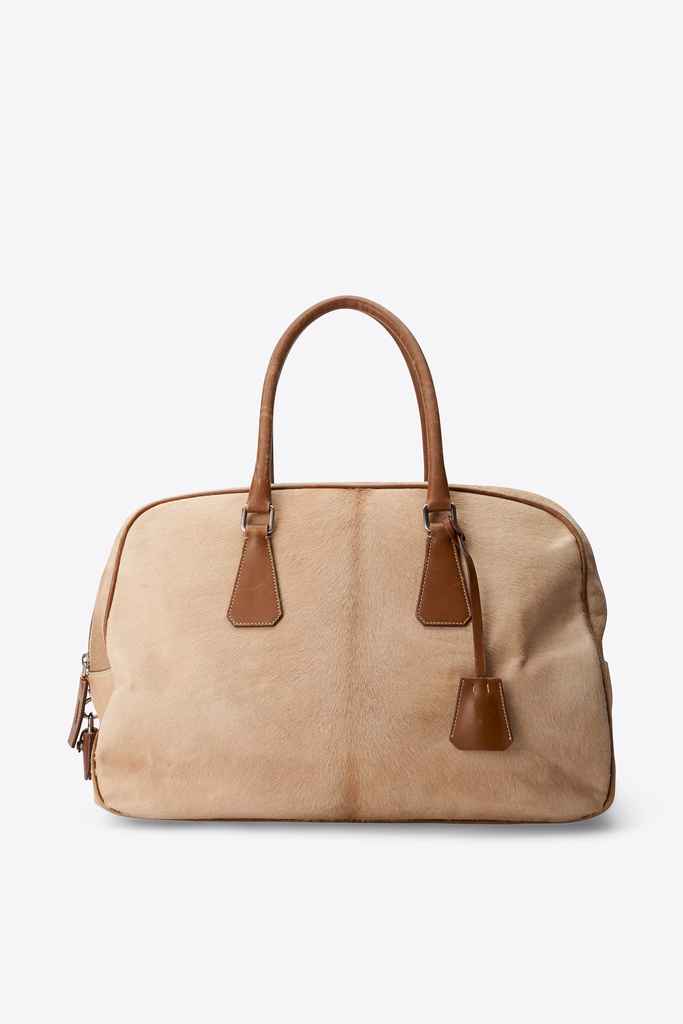 Vintage Prada Cream Calf Hair Bowling Bag