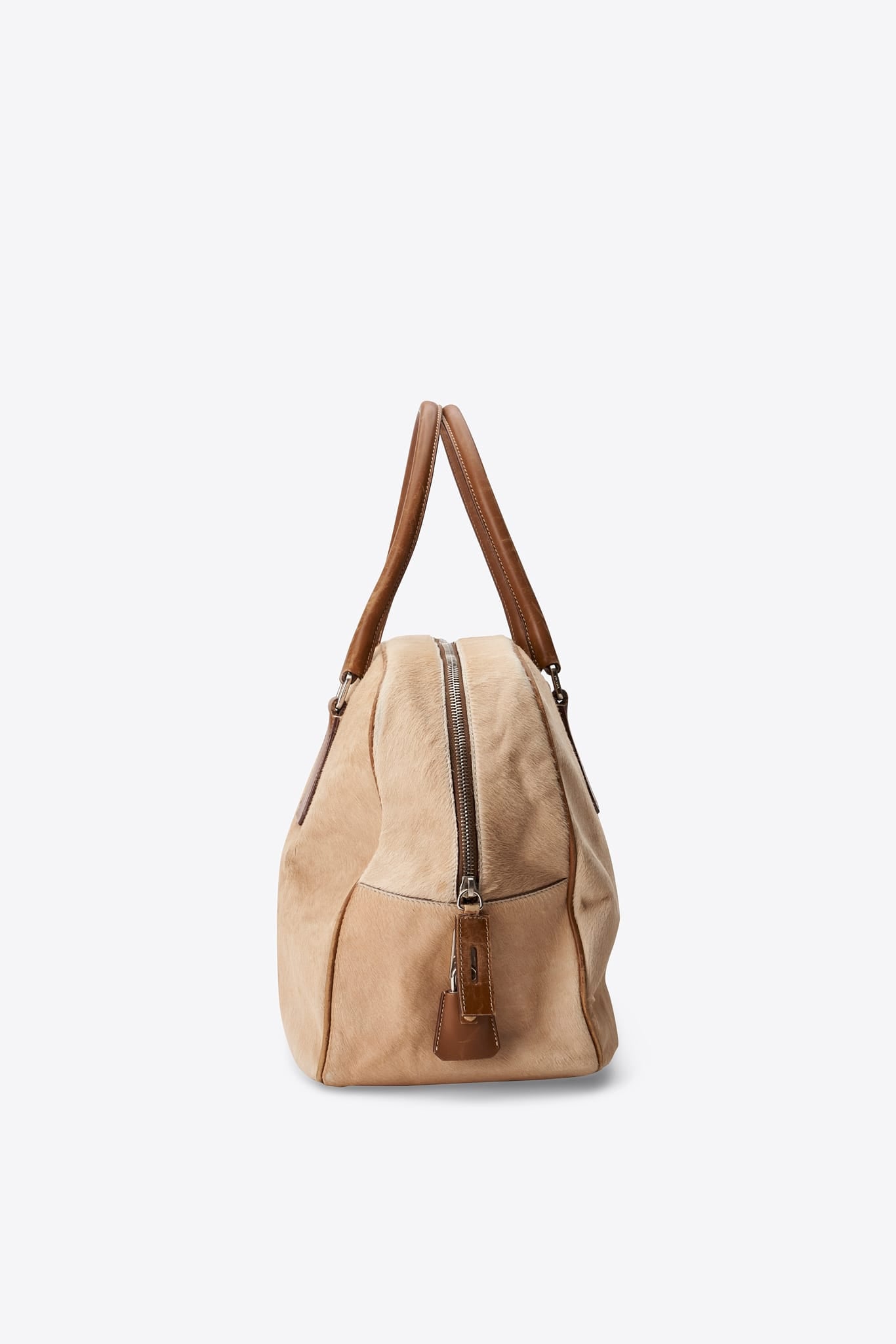 Vintage Prada Cream Calf Hair Bowling Bag