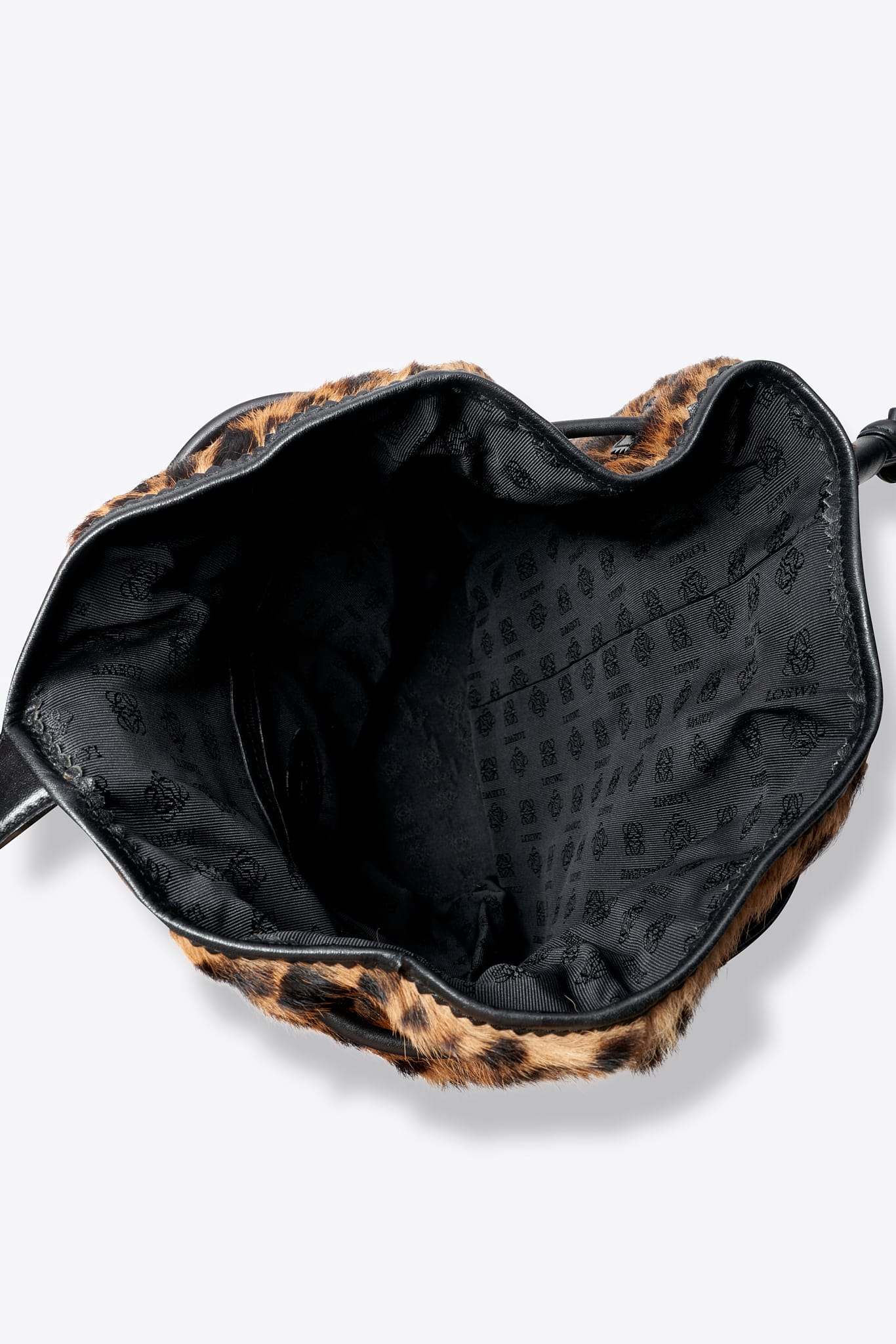 Vintage Loewe Leopard Calf Hair Drawstring Bucket Bag