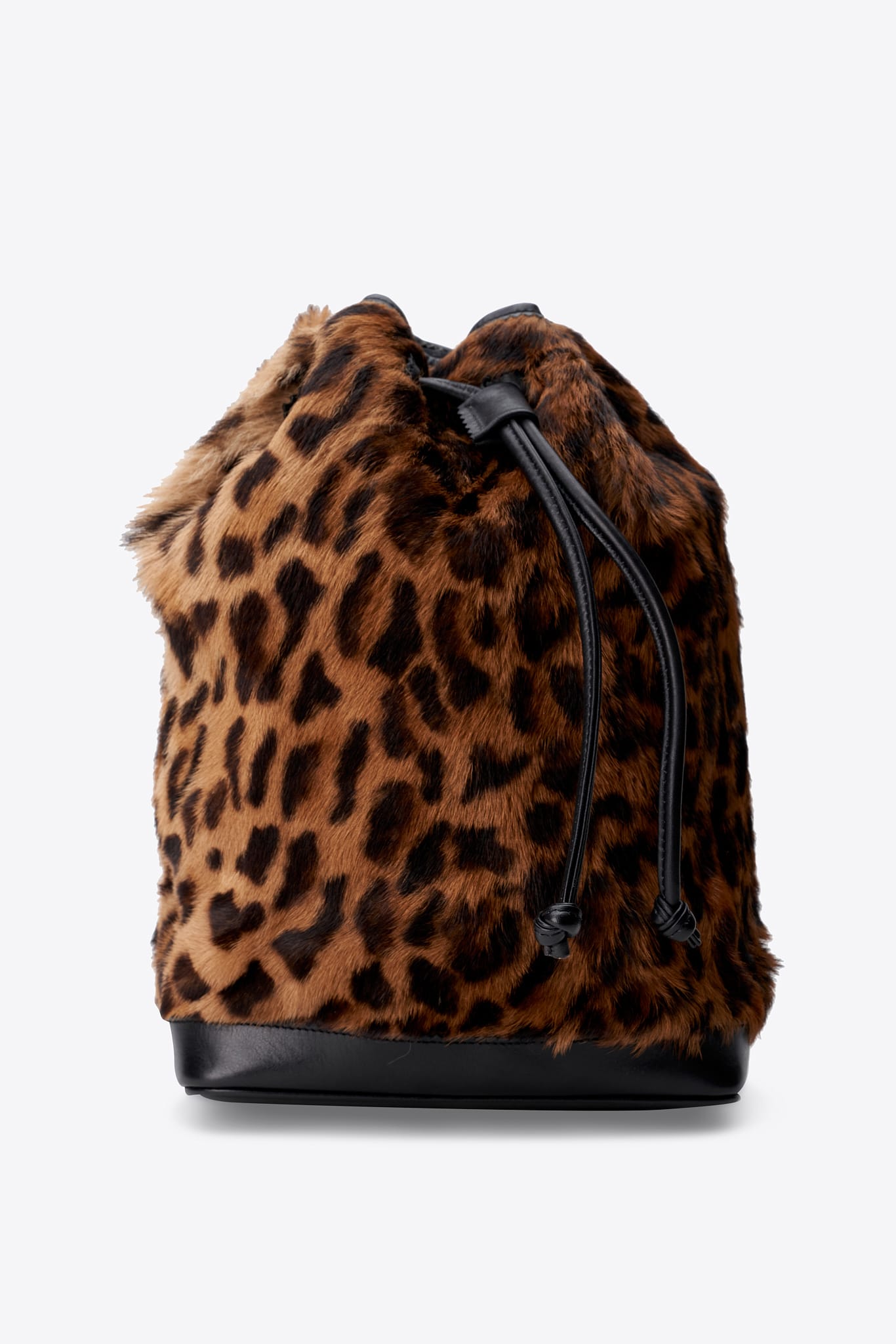 Vintage Loewe Leopard Calf Hair Drawstring Bucket Bag