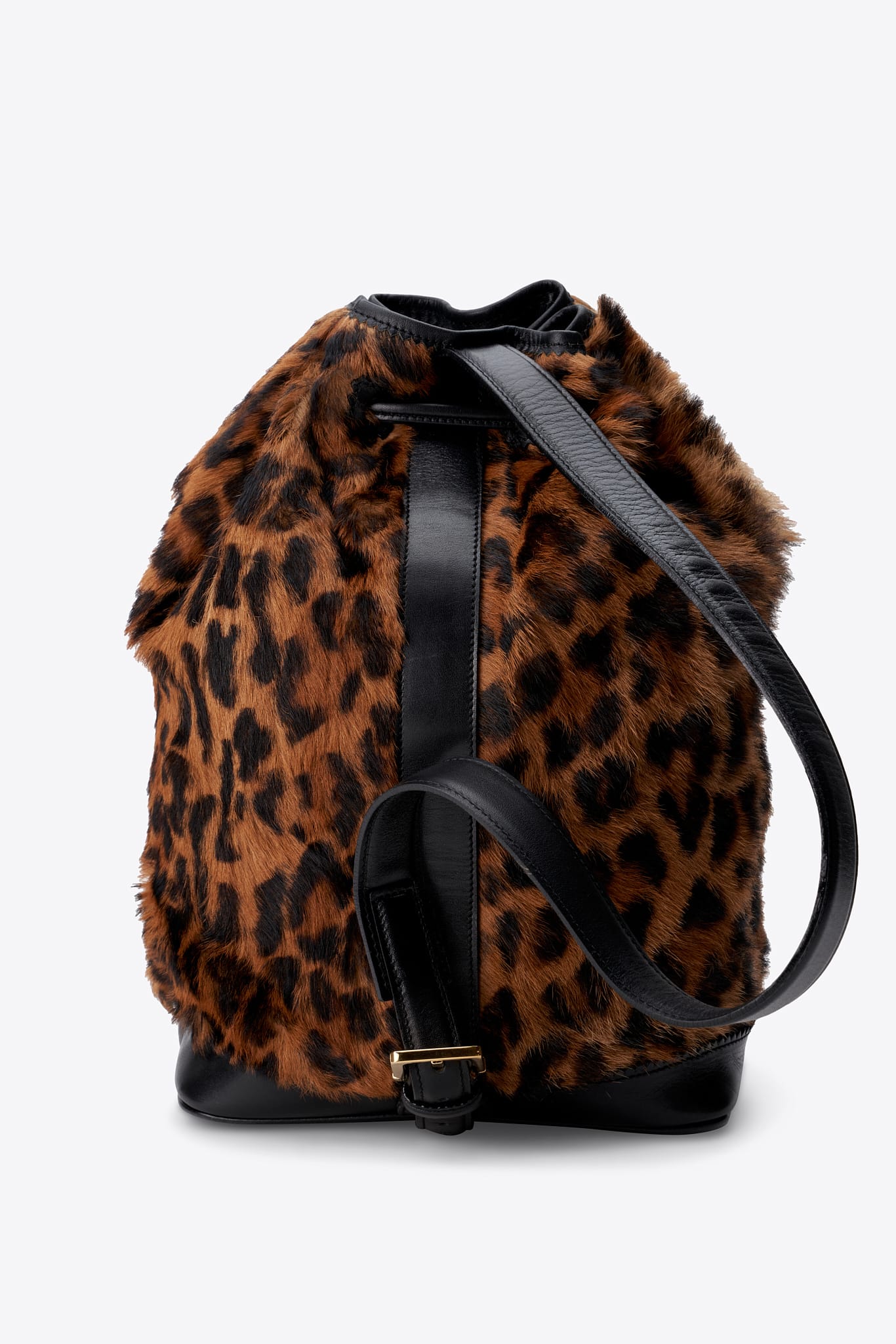 Vintage Loewe Leopard Calf Hair Drawstring Bucket Bag
