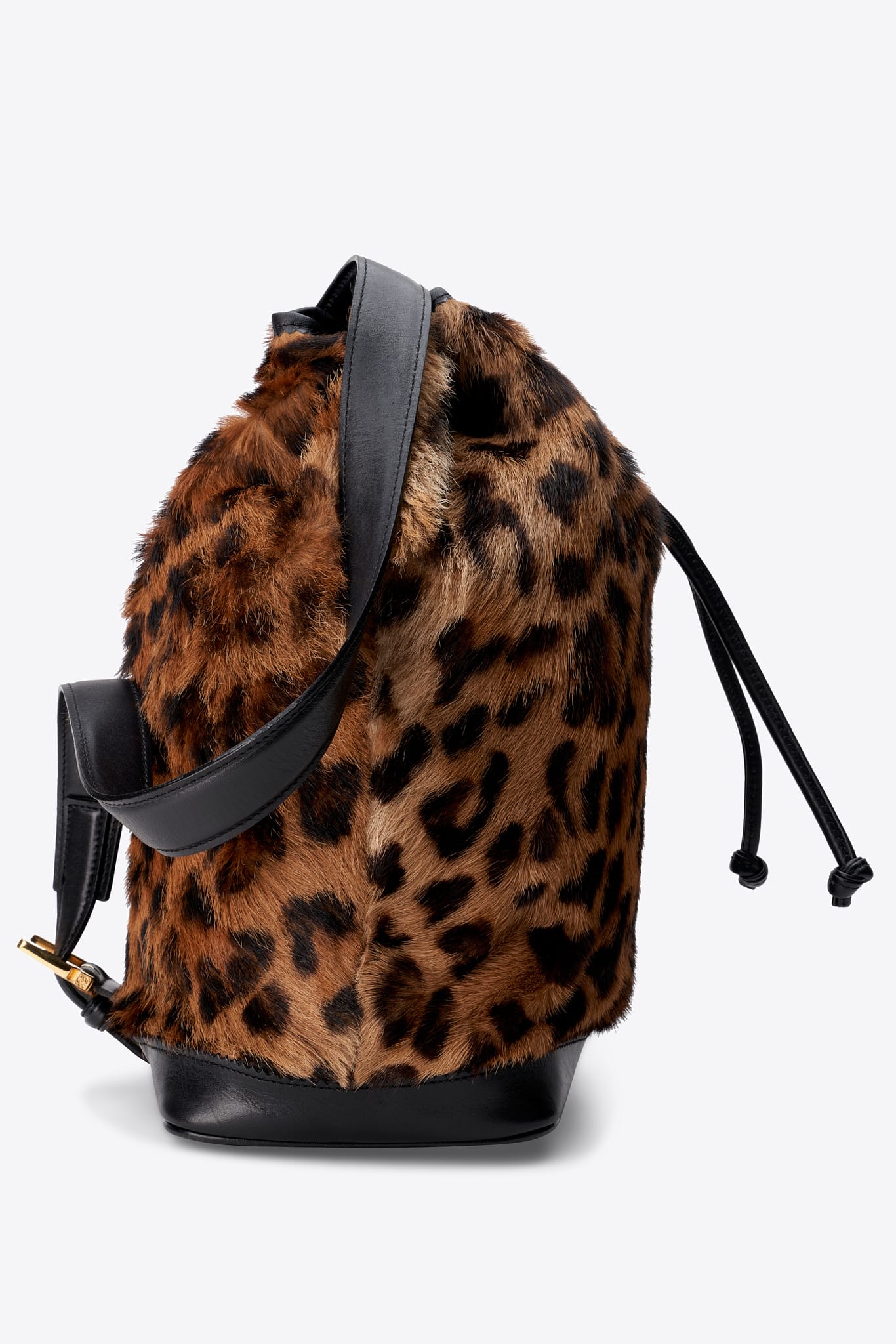 Vintage Loewe Leopard Calf Hair Drawstring Bucket Bag