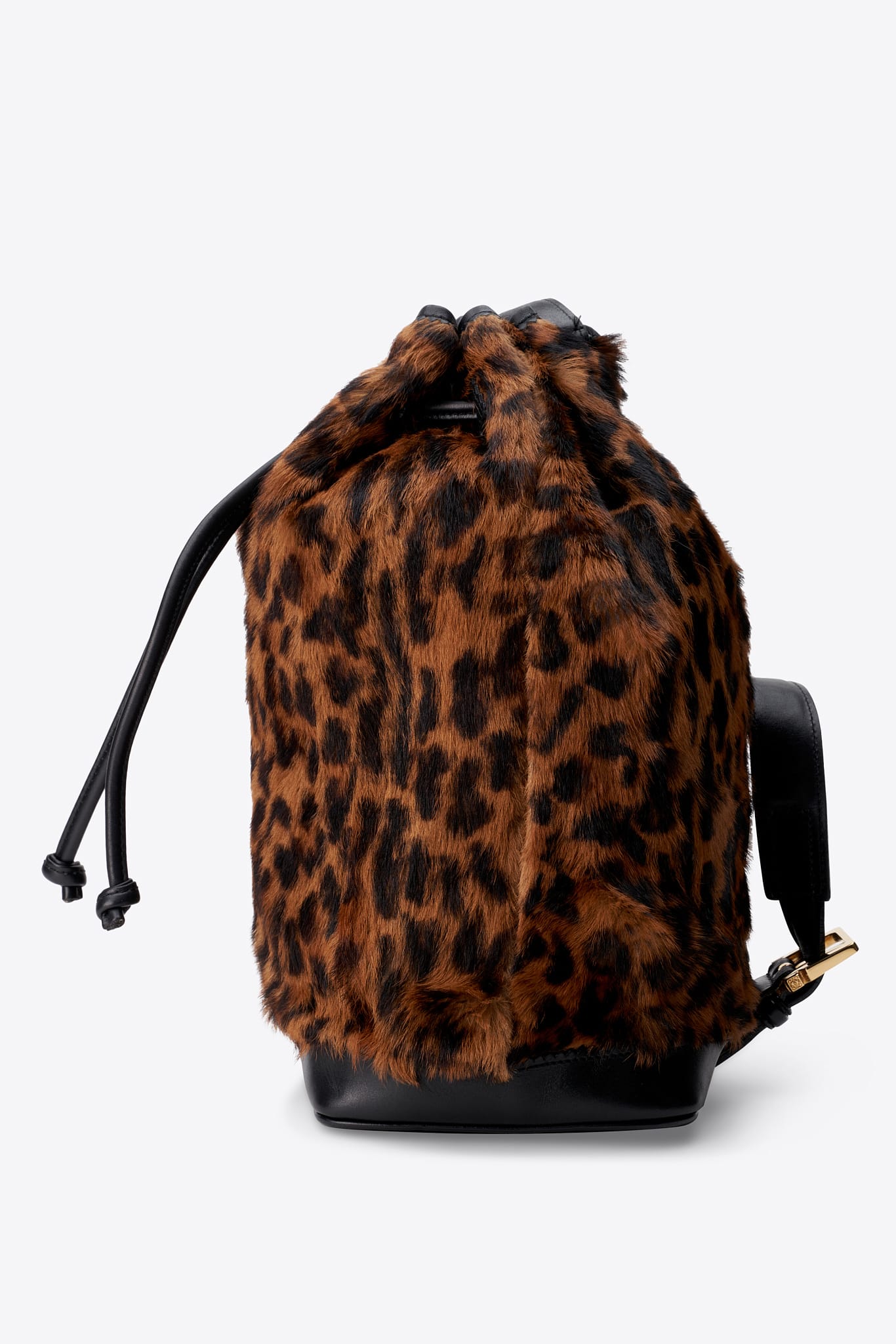 Vintage Loewe Leopard Calf Hair Drawstring Bucket Bag
