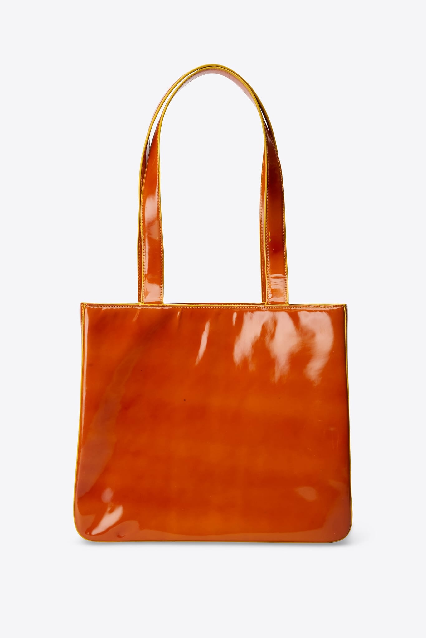 Vintage Chanel Orange Patent Leather Tote Bag