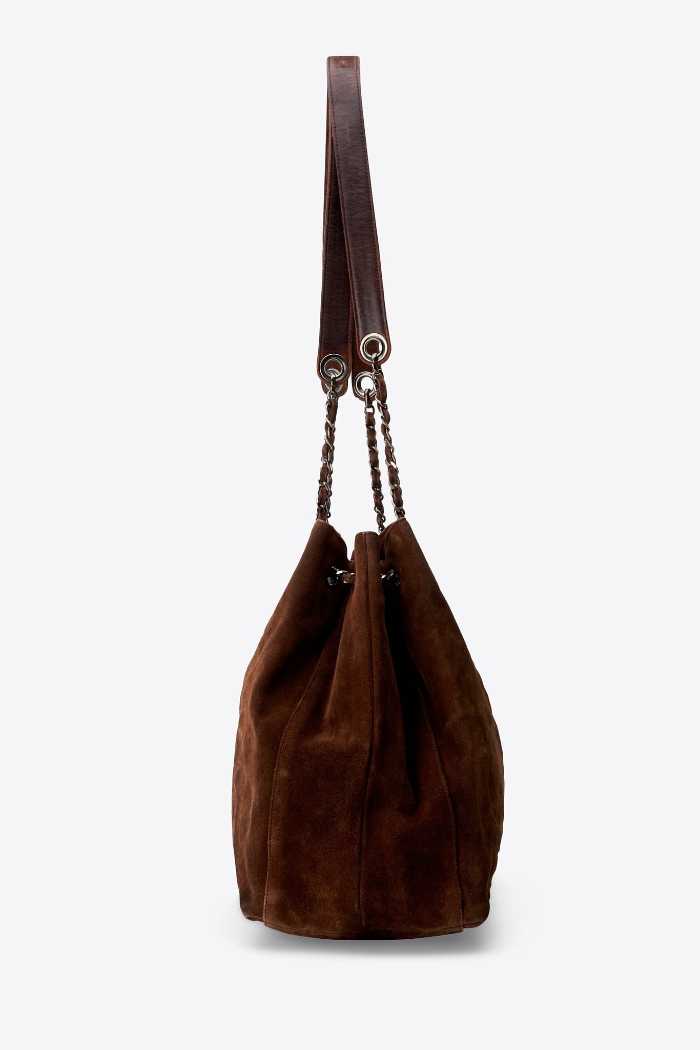 Vintage Chanel Brown Suede CC Tassel Shoulder Bag