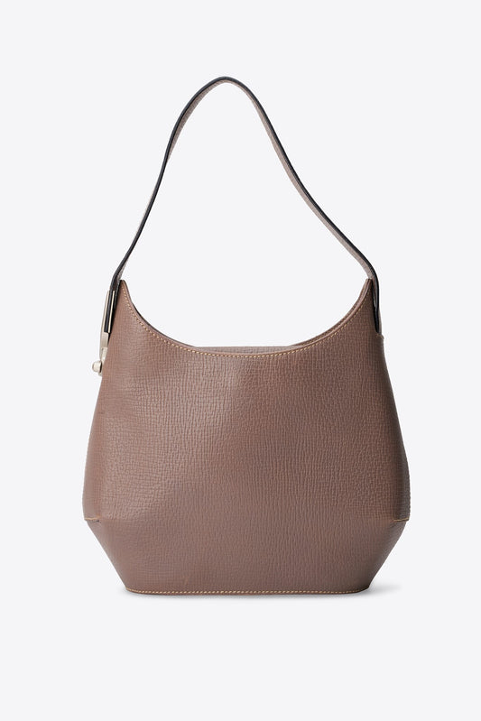 Vintage Loewe Taupe Leather Shoulder Bag