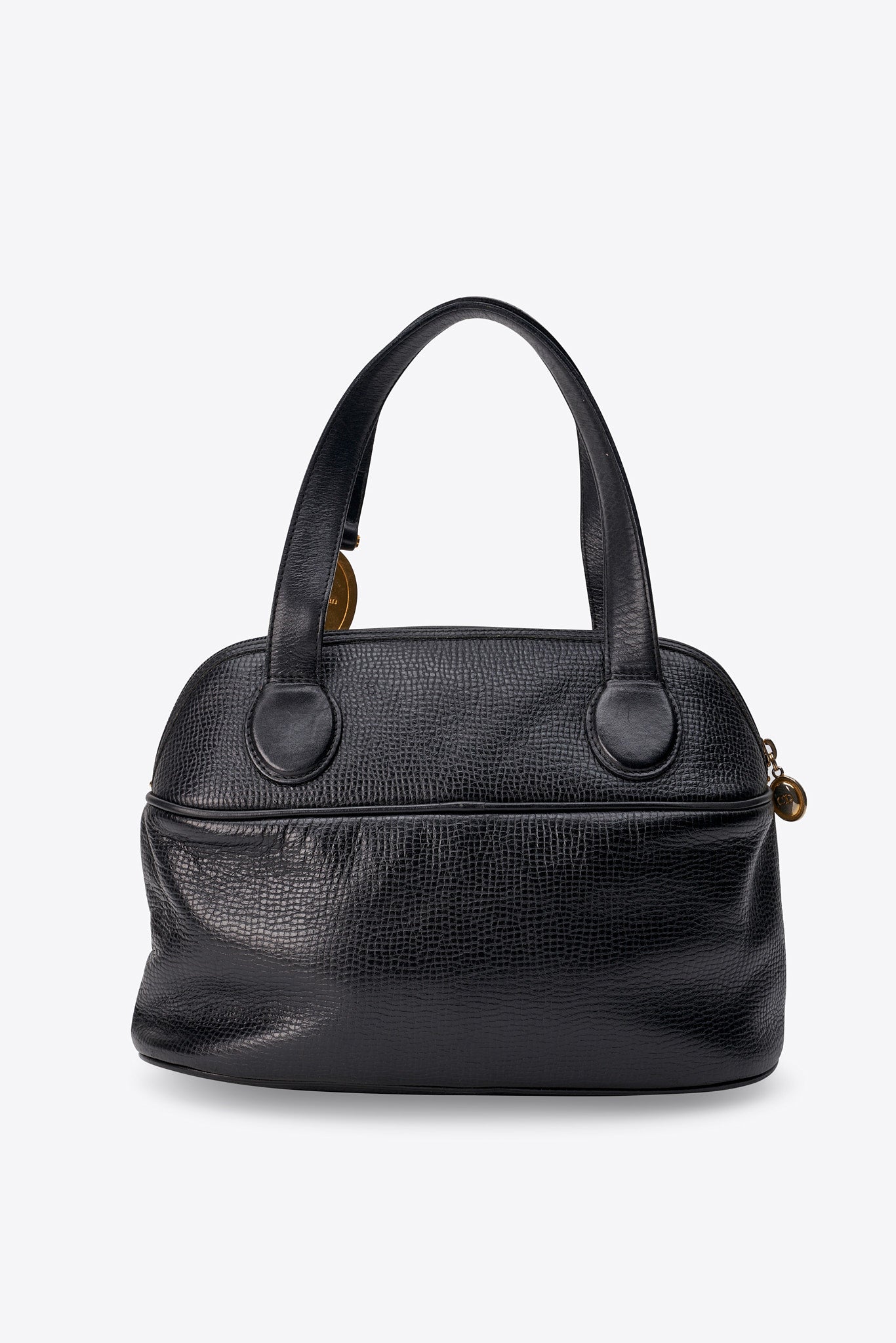 Vintage Christian Dior Black Leather Top Handle Bag