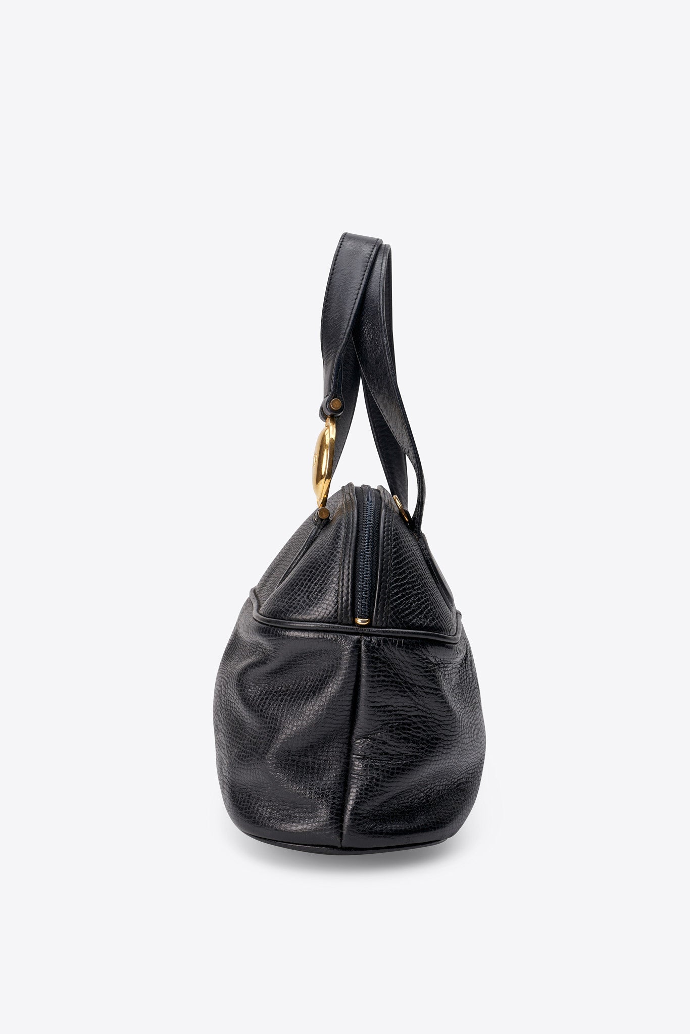 Vintage Christian Dior Black Leather Top Handle Bag