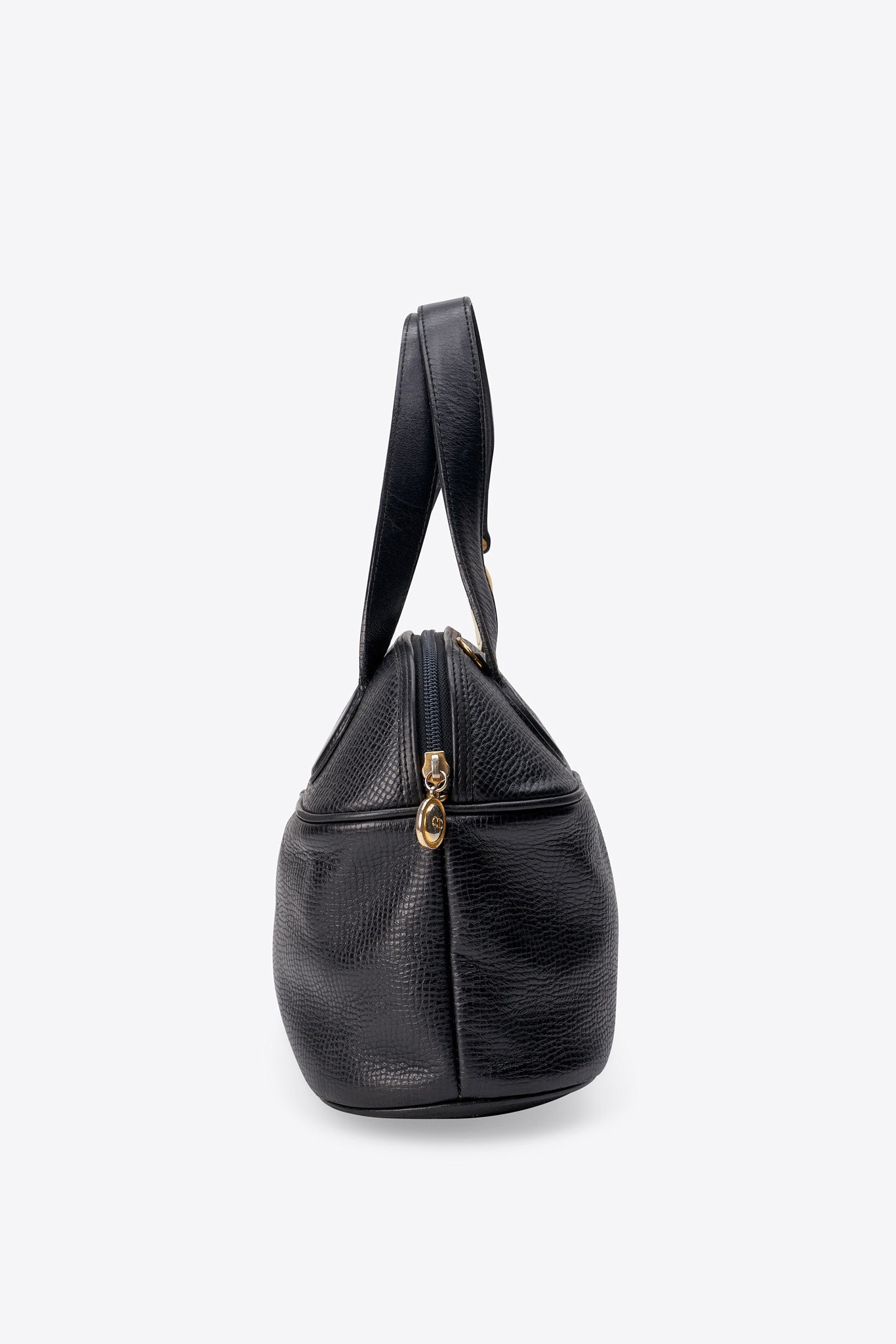 Vintage Christian Dior Black Leather Top Handle Bag