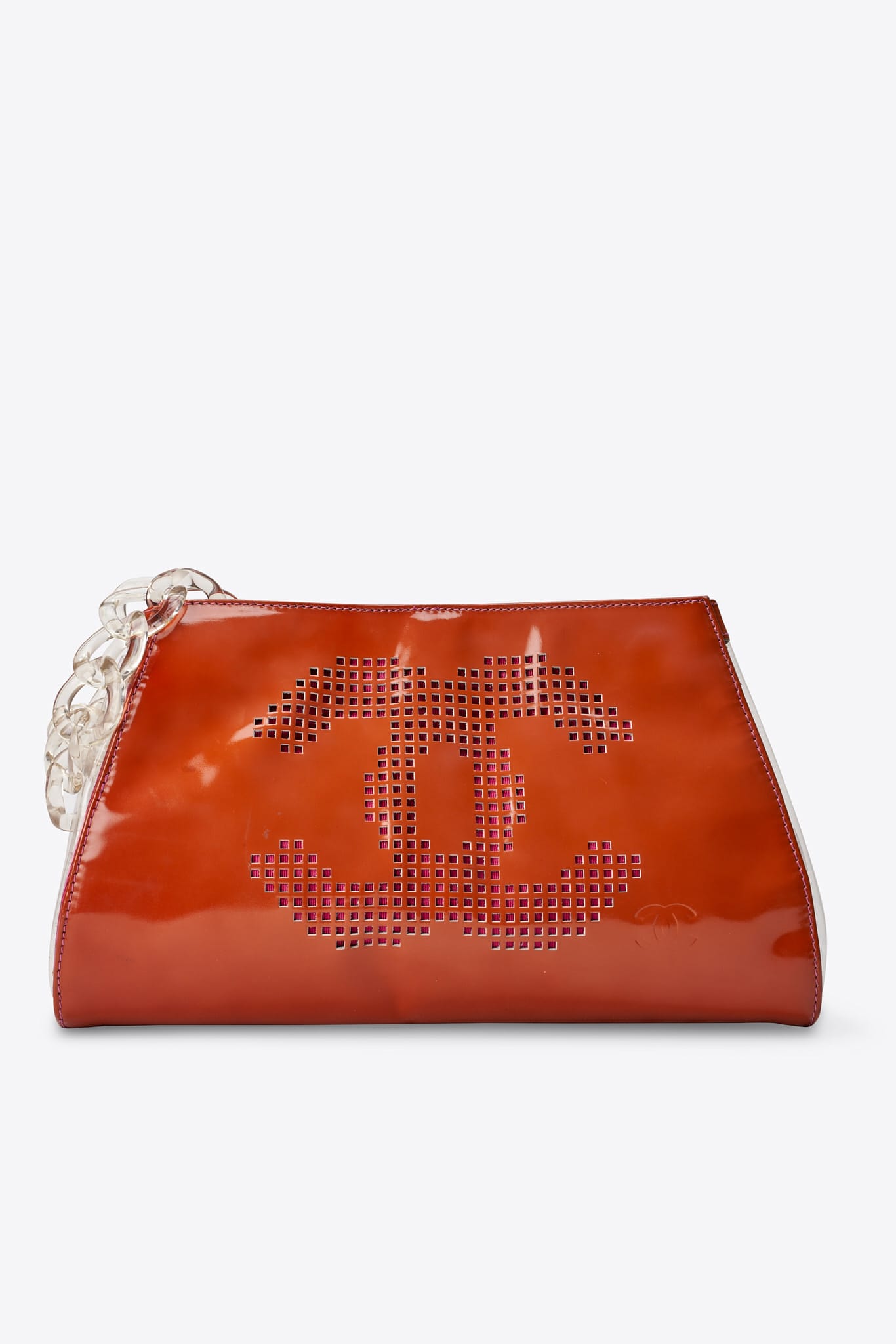 Vintage Chanel Orange Patent Leather CC Clutch