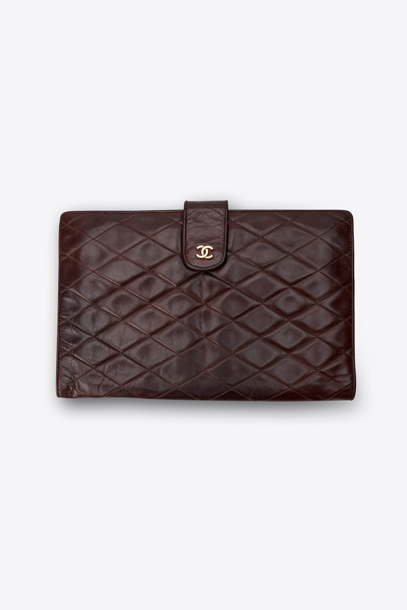 Vintage Chanel Brown Quilted Leather Clutch