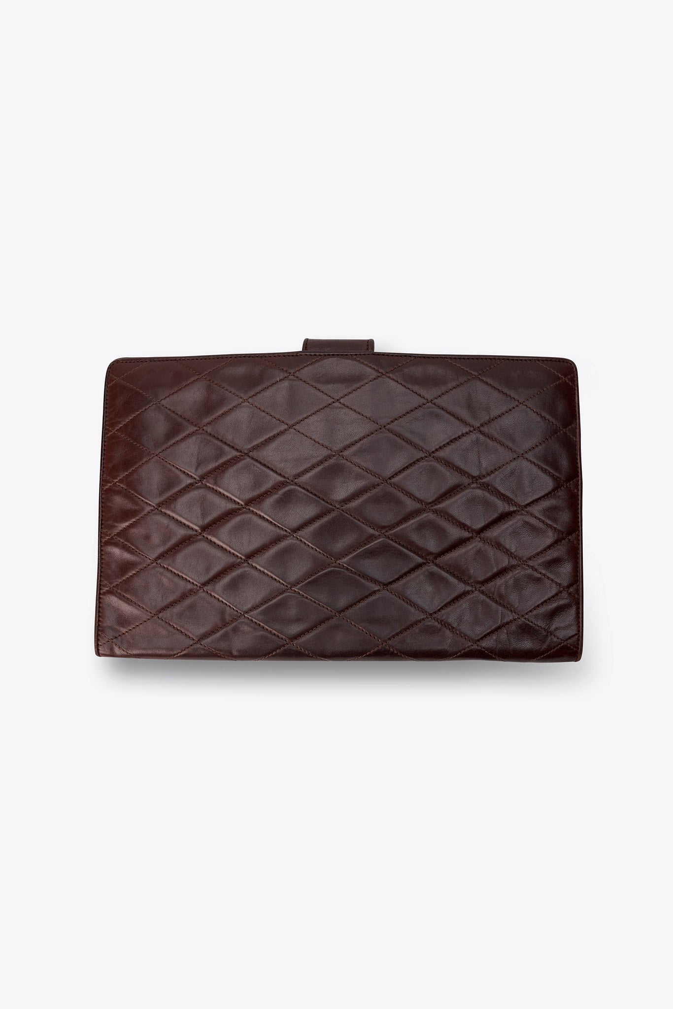 Vintage Chanel Brown Quilted Leather Clutch