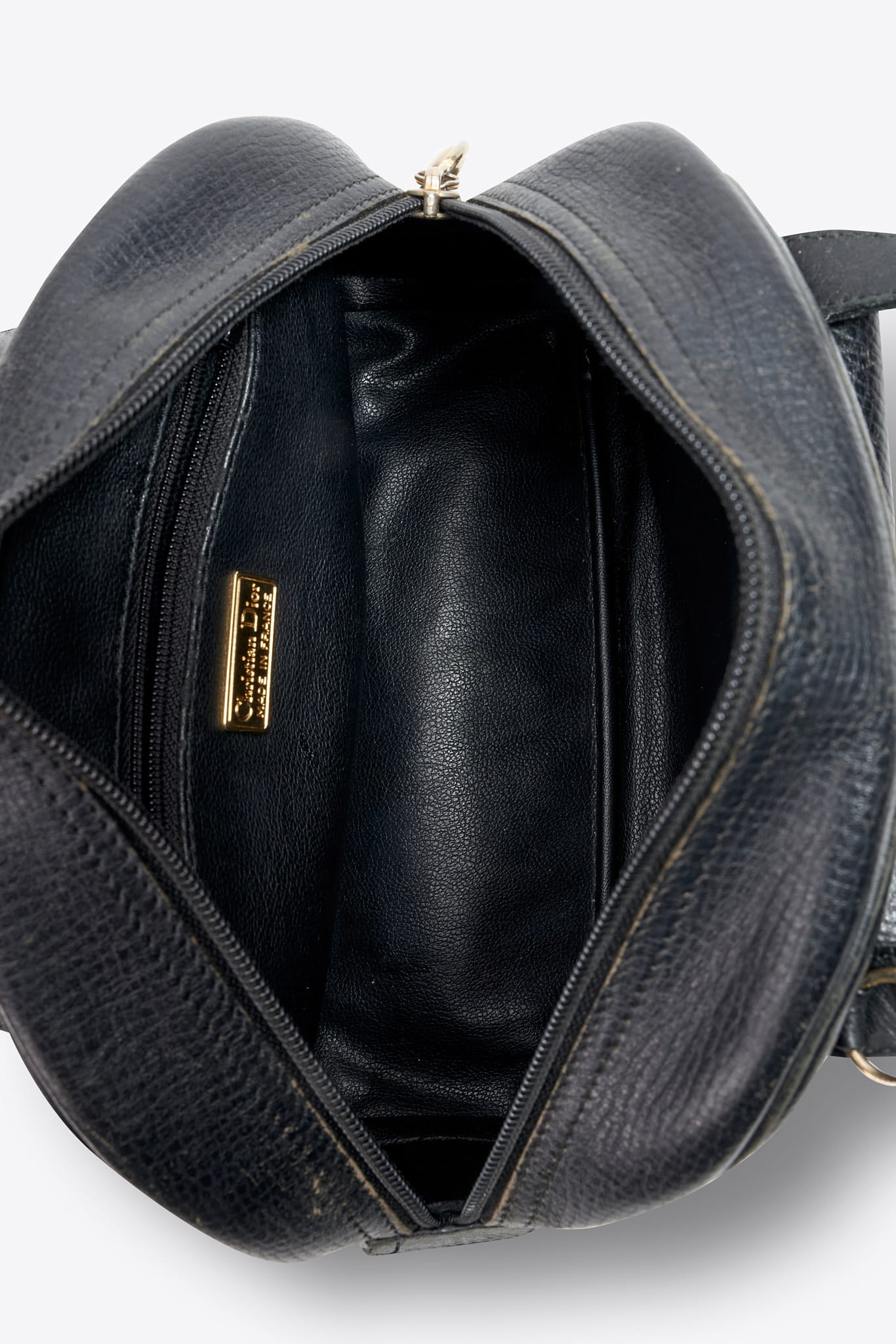 Vintage Christian Dior Black Leather Cross Body Bag