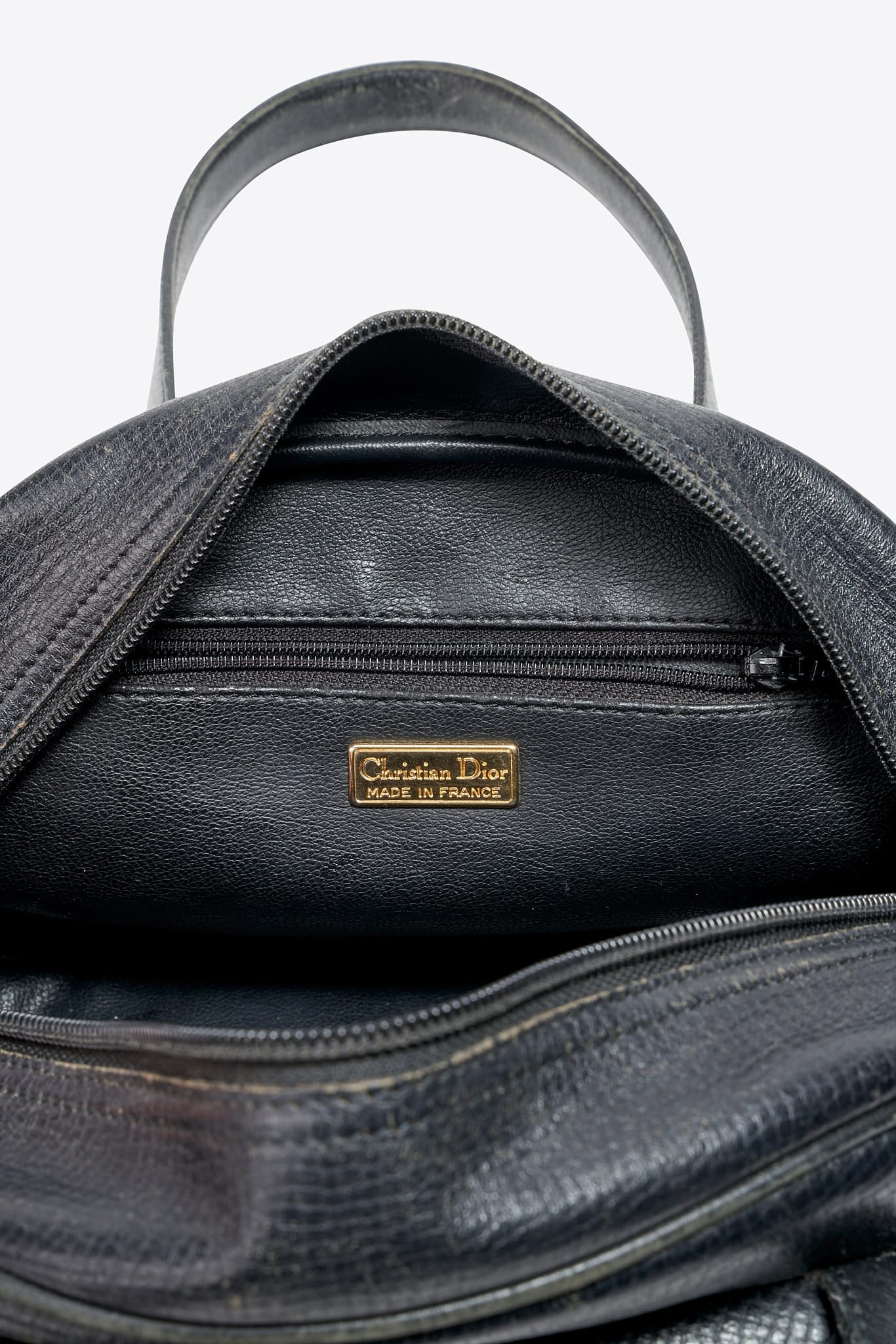 Vintage Christian Dior Black Leather Cross Body Bag