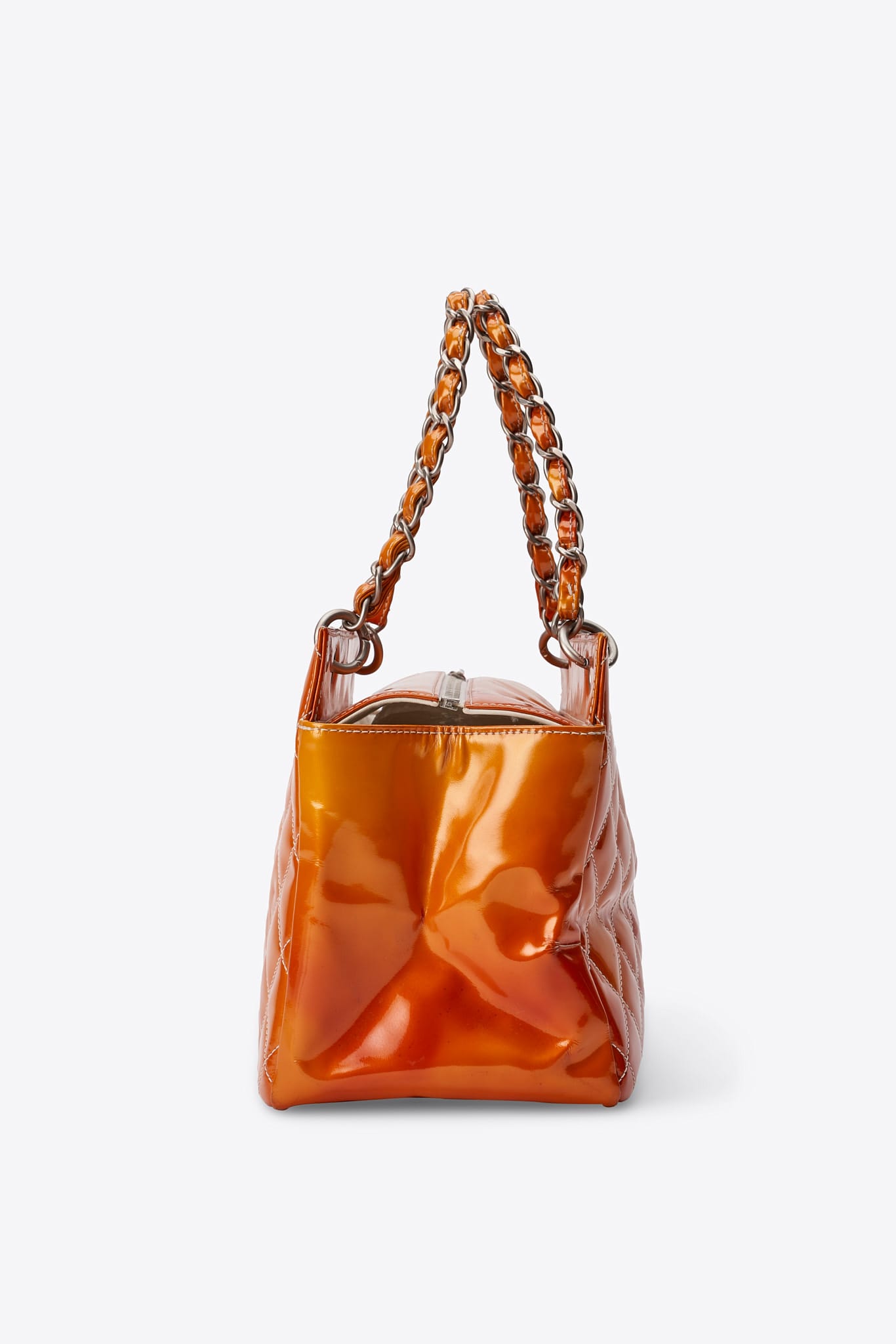 Vintage Chanel Orange Patent Leather CC Tote