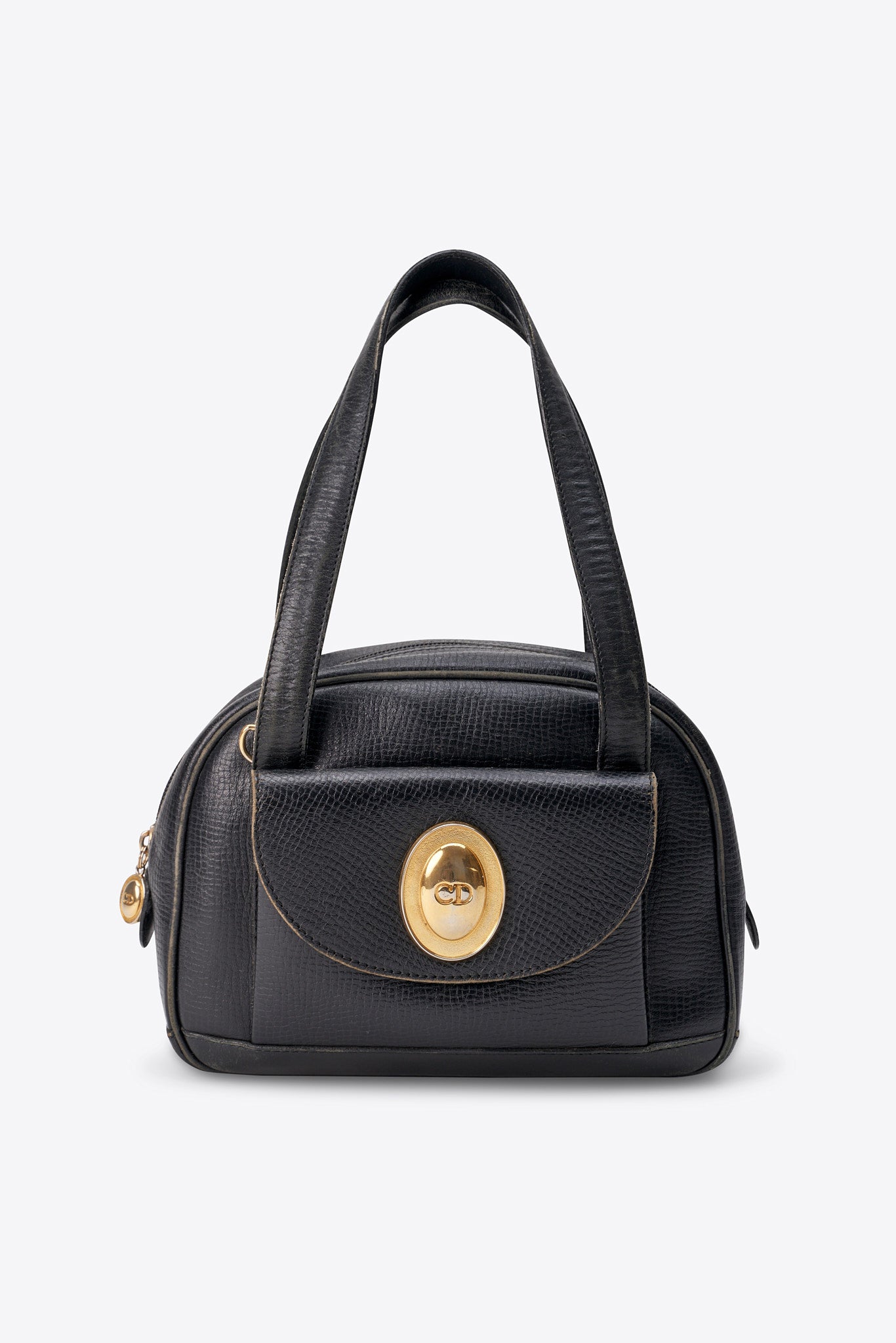 Vintage Christian Dior Black Leather Cross Body Bag