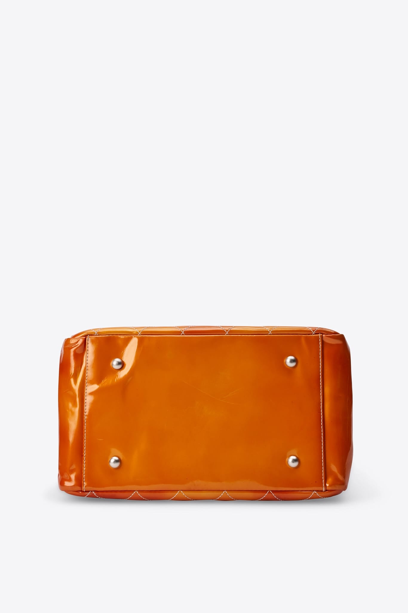 Vintage Chanel Orange Patent Leather CC Tote