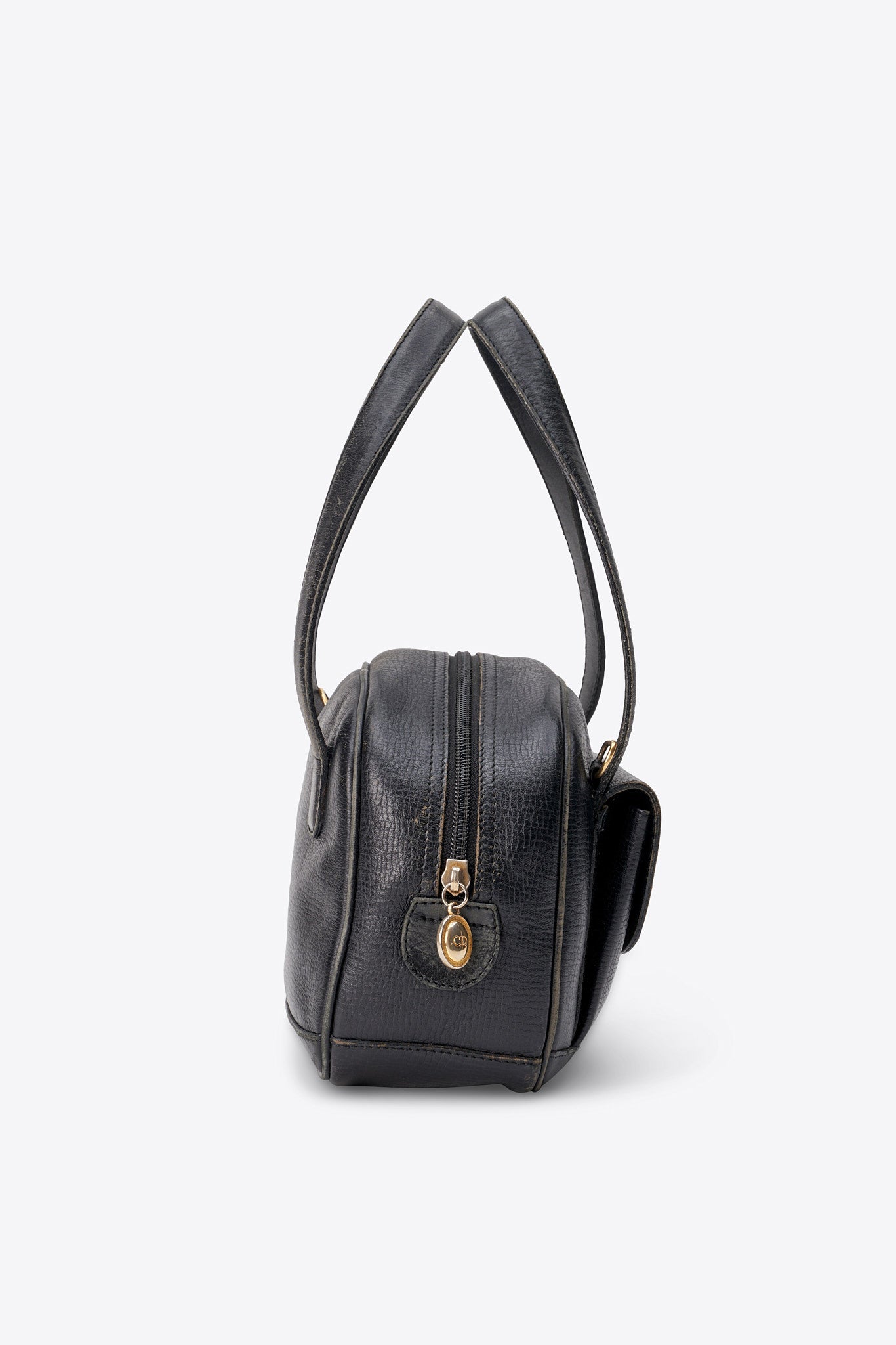 Vintage Christian Dior Black Leather Cross Body Bag