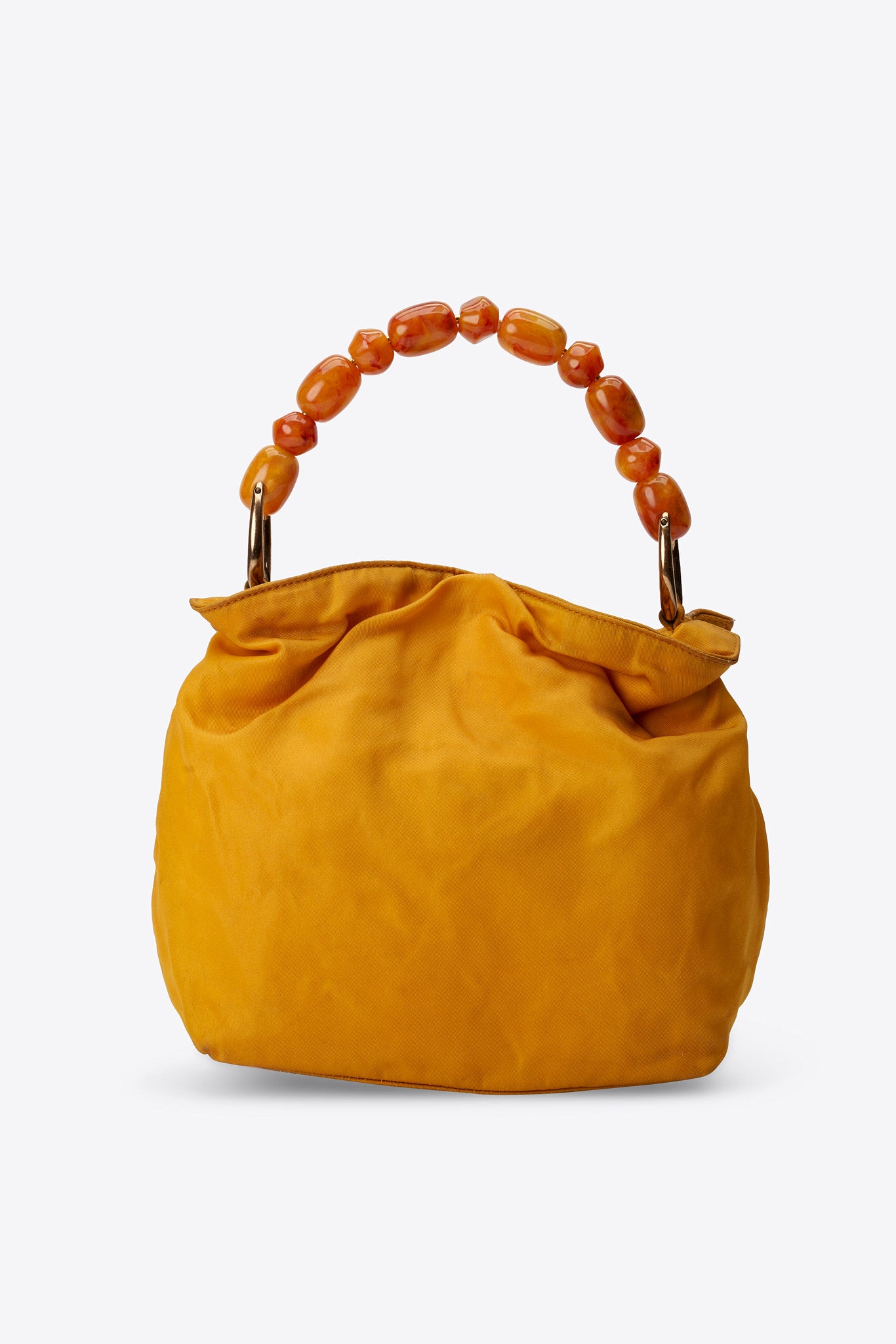 Vintage Christian Dior Mustard Satin Beaded Handle Bag