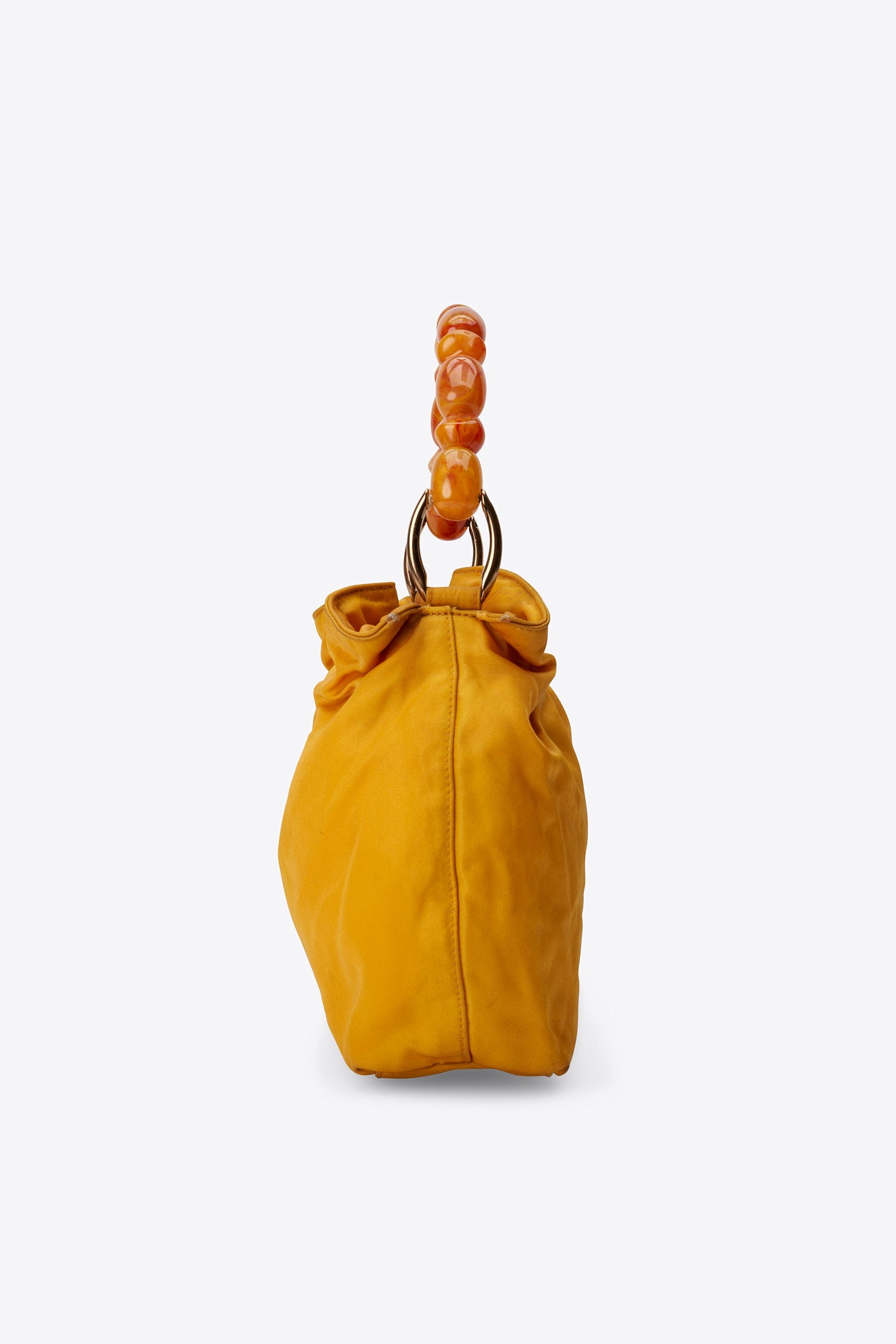 Vintage Christian Dior Mustard Satin Beaded Handle Bag