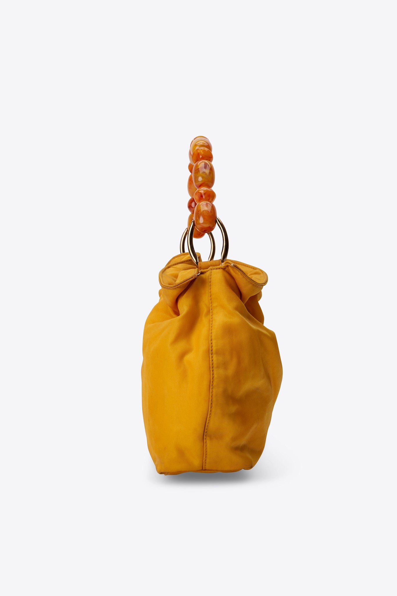 Vintage Christian Dior Mustard Satin Beaded Handle Bag