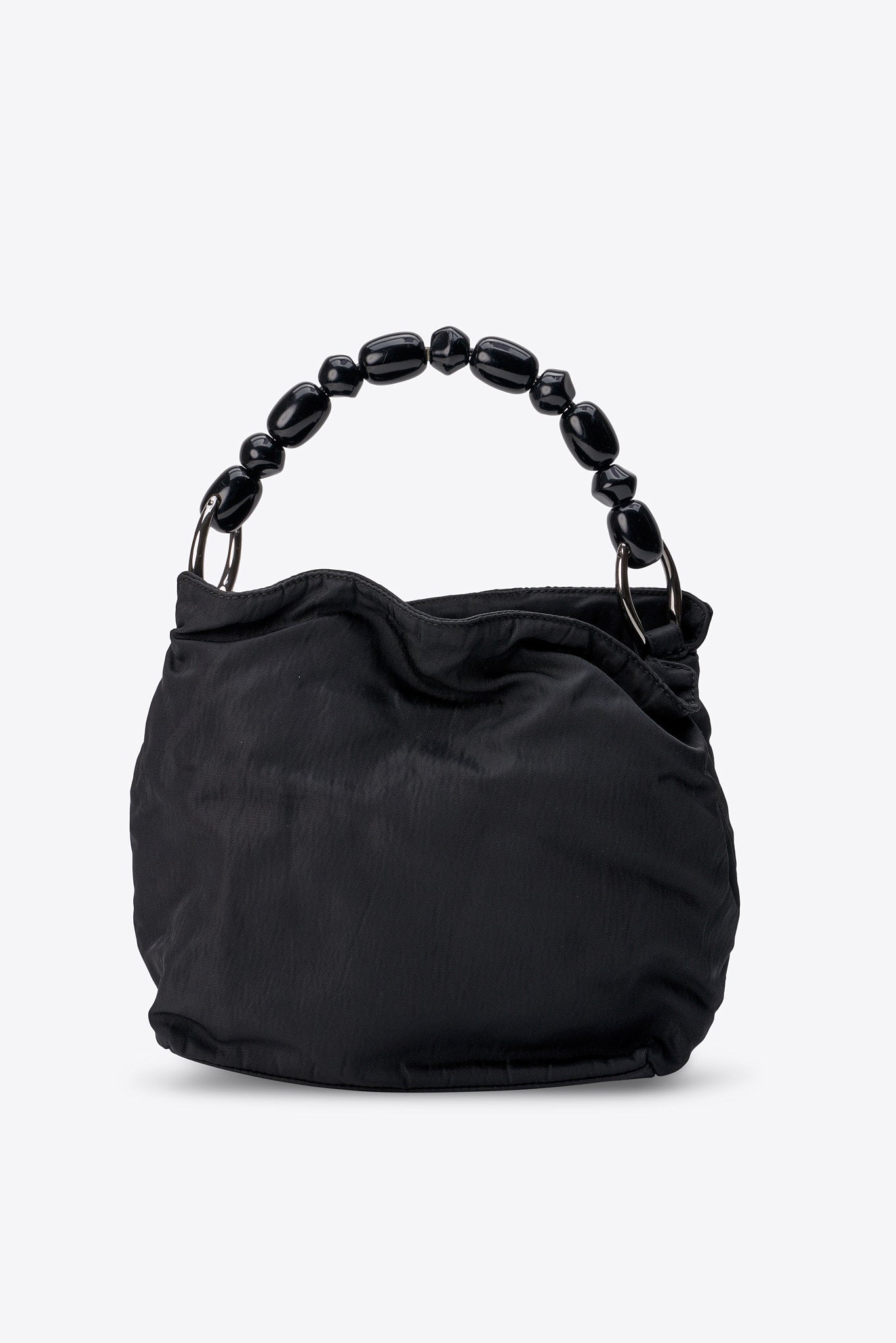 Vintage Christian Dior Black Satin Beaded Handle Bag