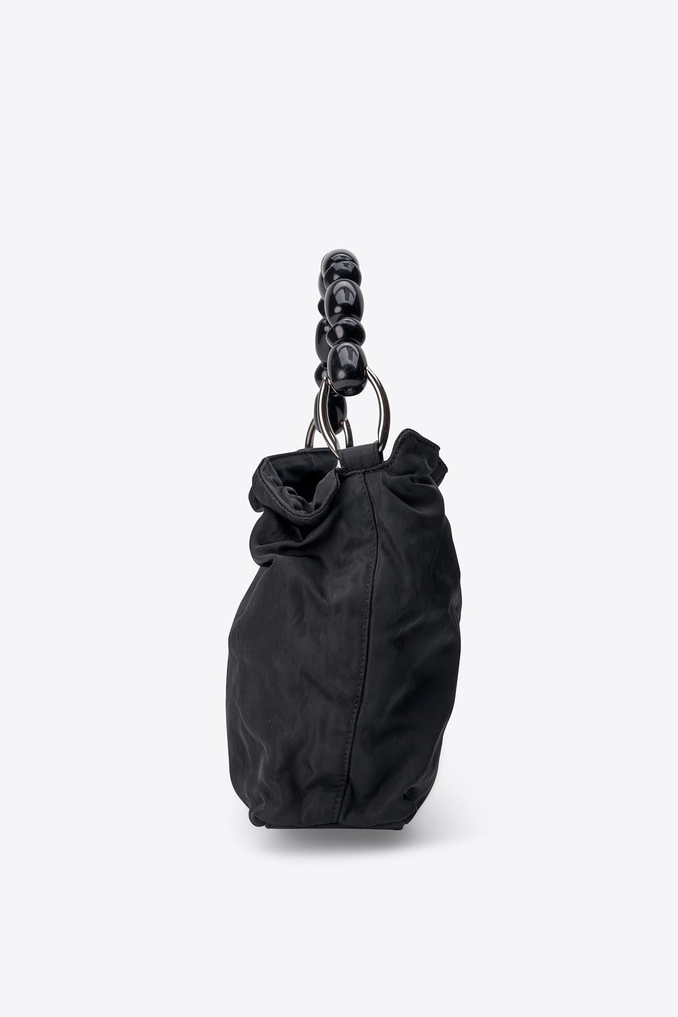 Vintage Christian Dior Black Satin Beaded Handle Bag