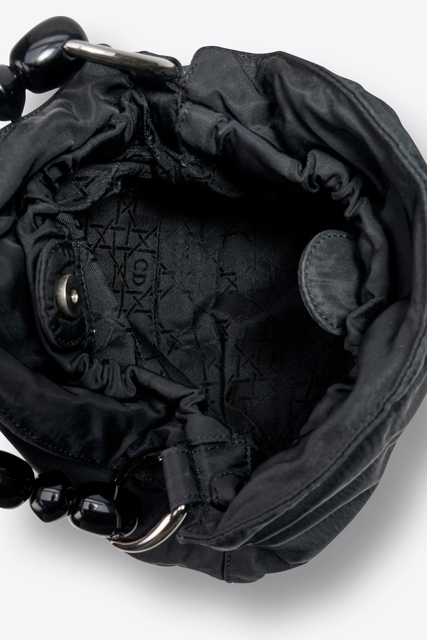 Vintage Christian Dior Black Satin Beaded Handle Bag