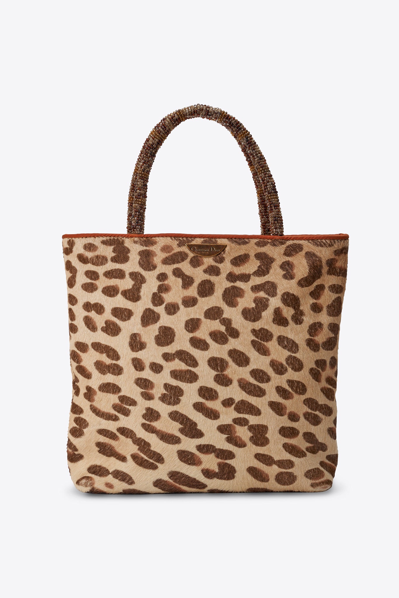 Vintage Christian Dior Leopard Printed Calf Hair Tote Bag