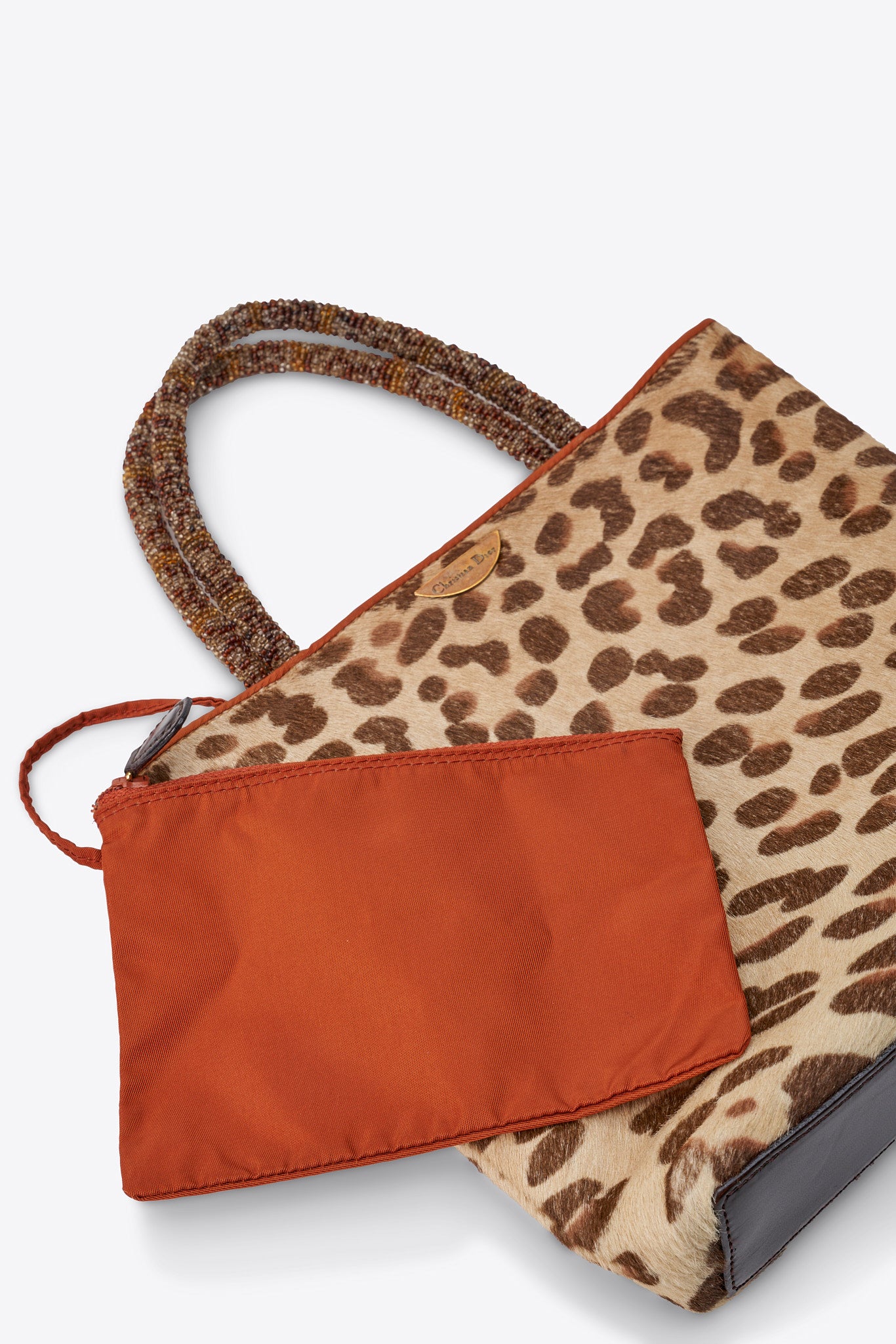 Vintage Christian Dior Leopard Printed Calf Hair Tote Bag