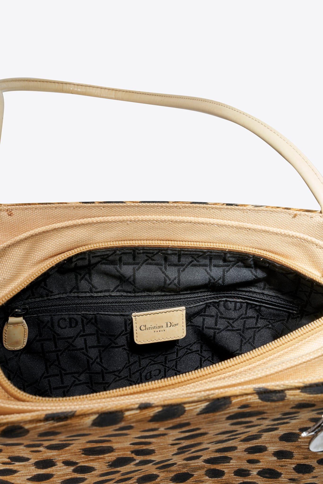 Vintage Dior Leopard Printed Canvas Shoulder Bag
