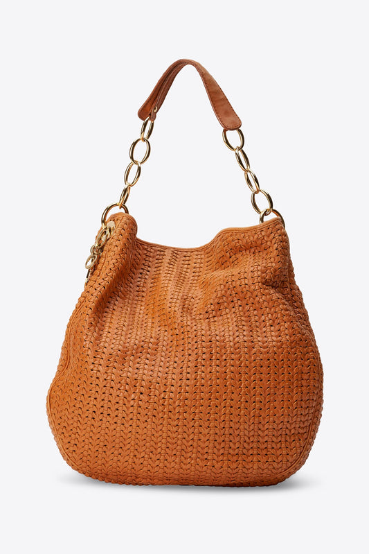 Vintage Christian Dior Woven Leather Tote Bag in Orange
