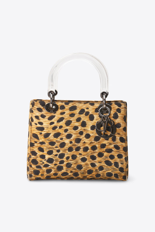 Vintage Christian Dior Leopard Print Canvas Bag