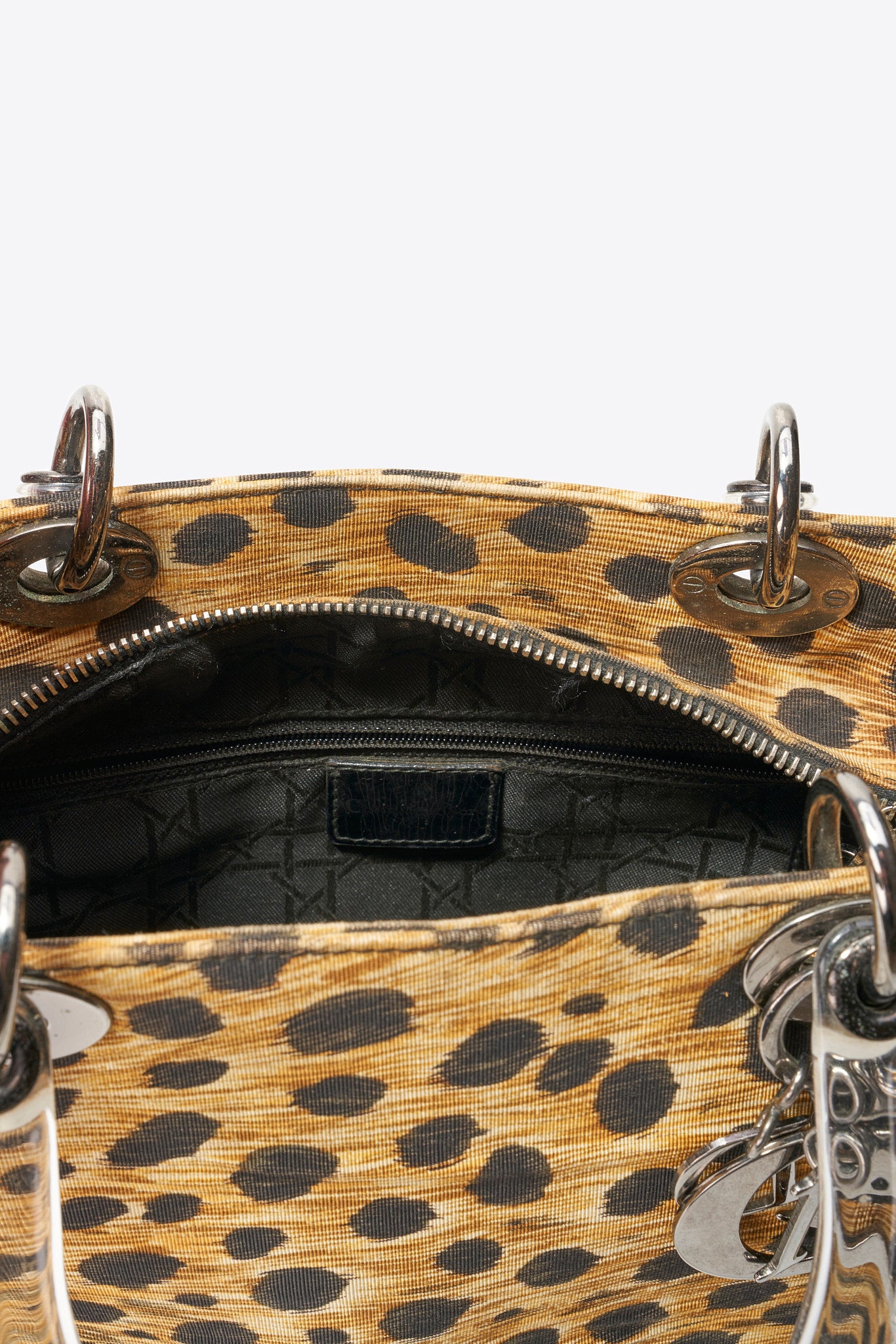 Vintage Christian Dior Leopard Print Canvas Bag
