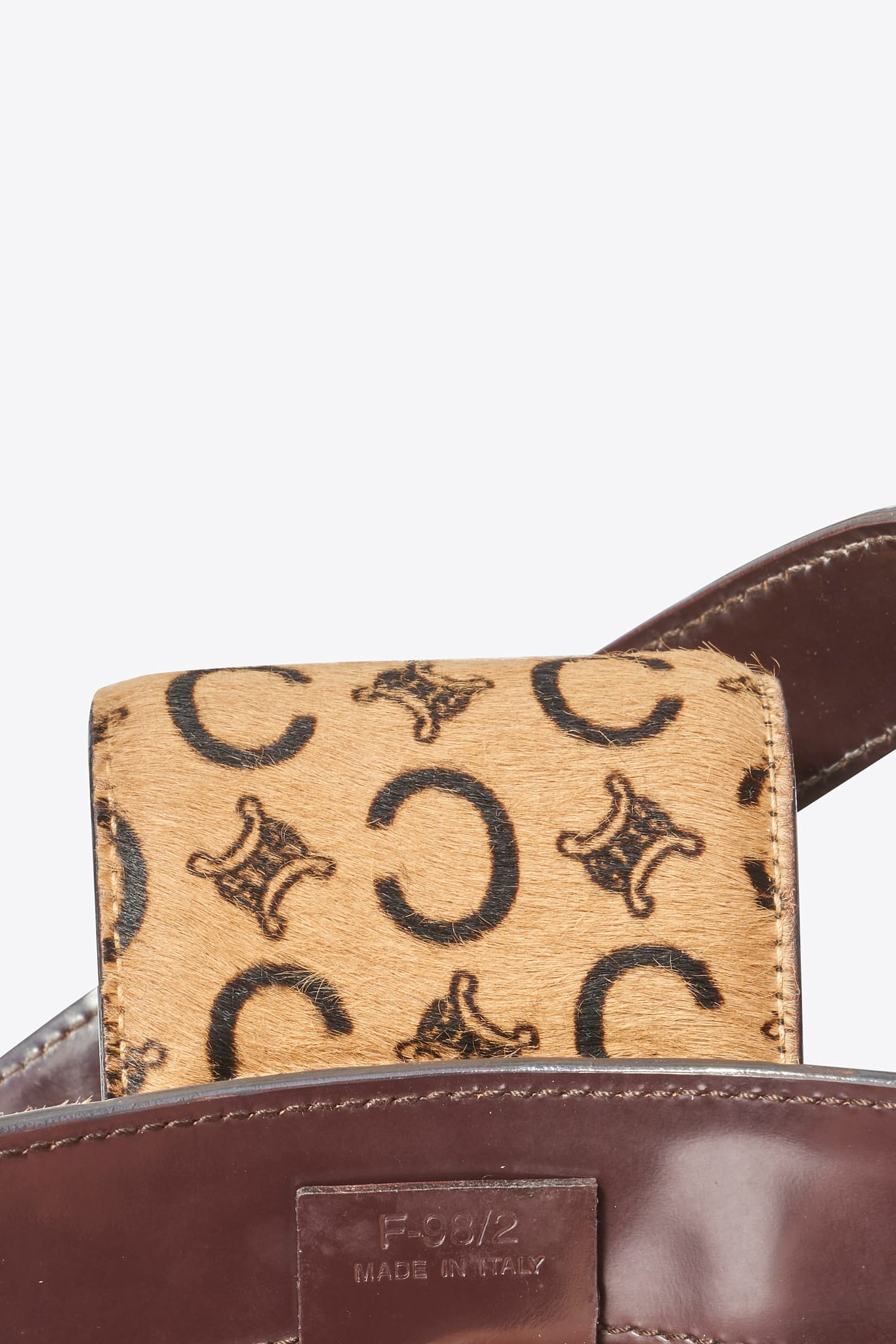 Vintage Celine Triomphe Printed Calf Hair Shoulder Bag